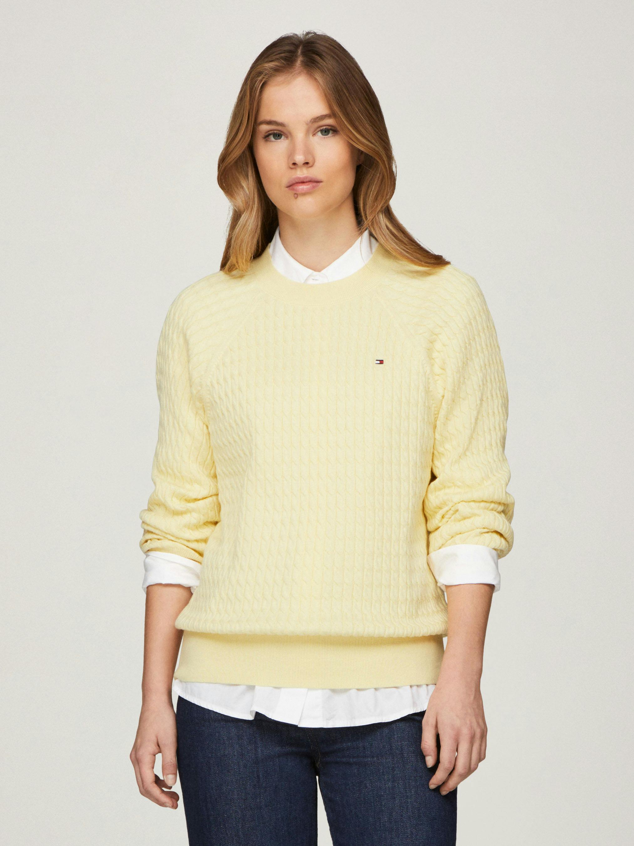 Cable Knit Sweater Lemon Jumper Womens Cable Knit Relaxed Fit