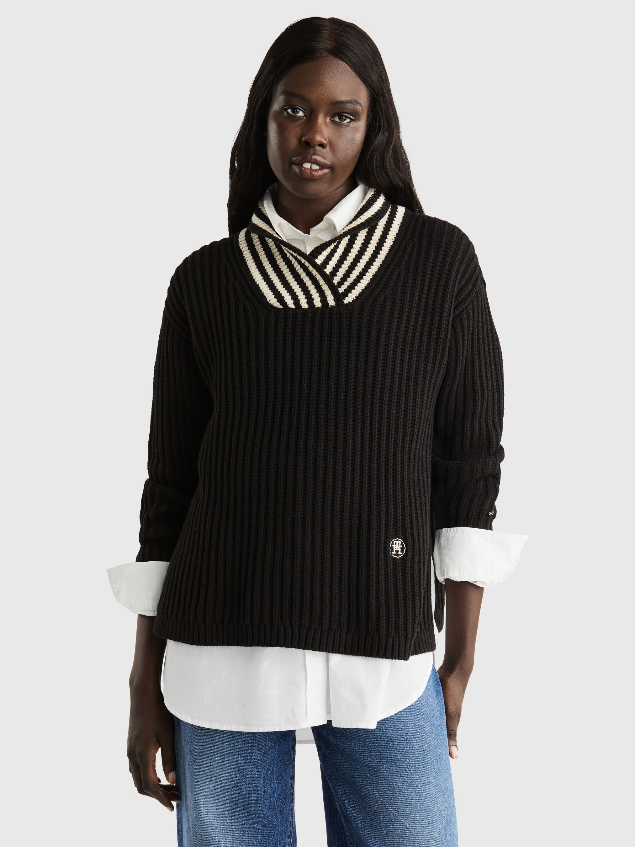 Cosy Contrast Stripe retailer Jumper