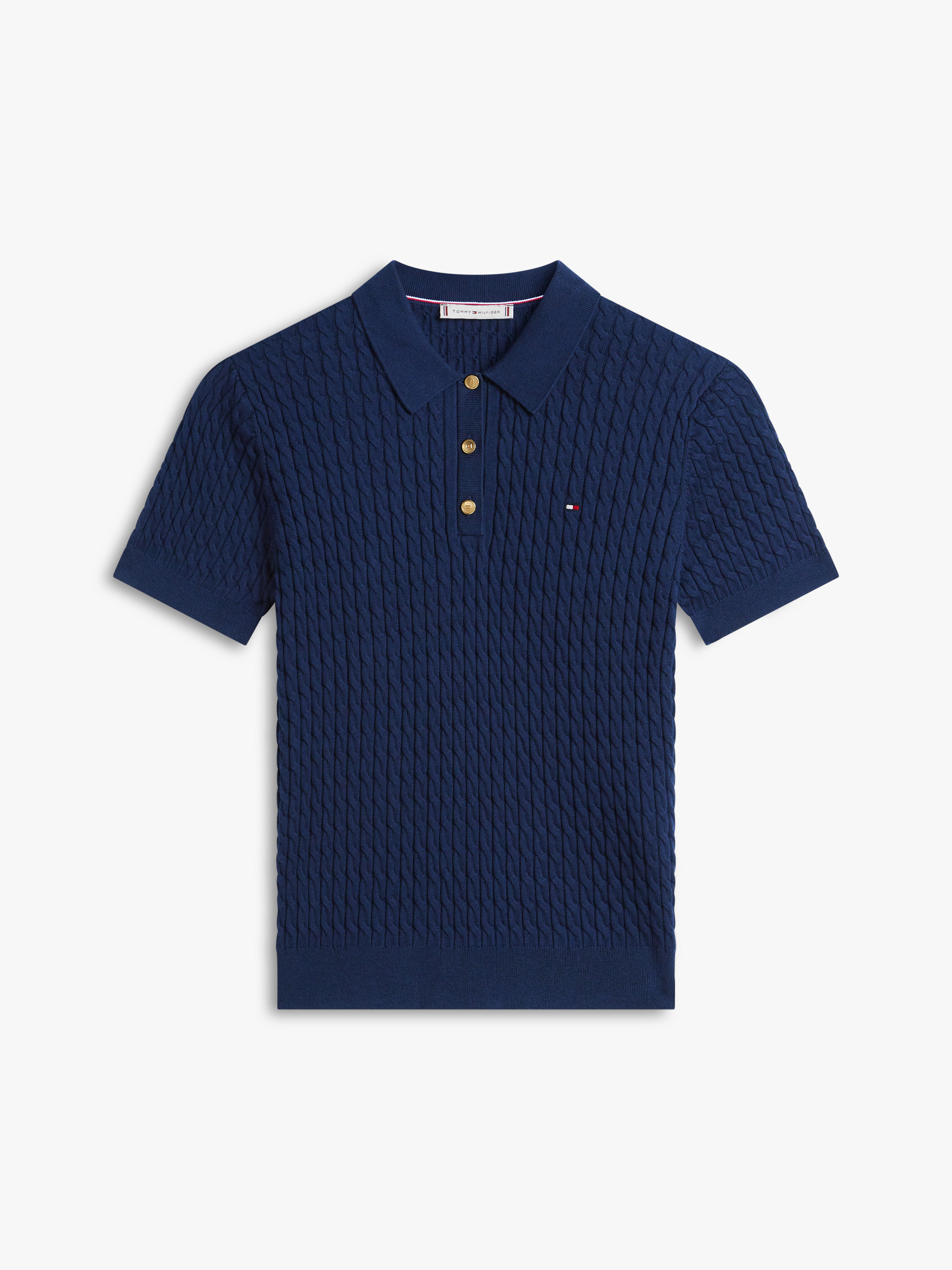 Cable Knit Polo Short Sleeve Jumper | Knitwear | Tommy Hilfiger