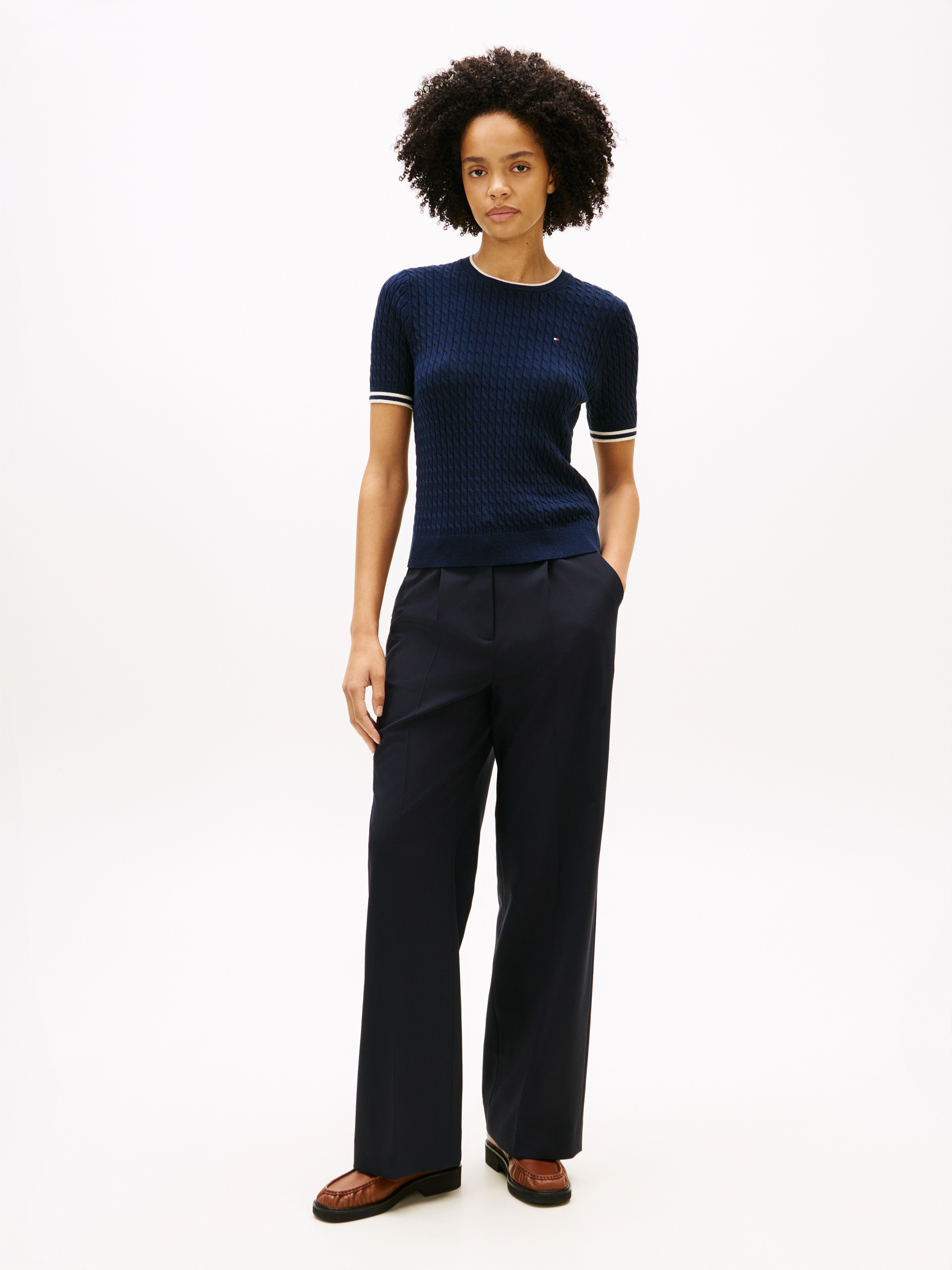 Cable Knit Short Sleeve Jumper | Knitwear | Tommy Hilfiger