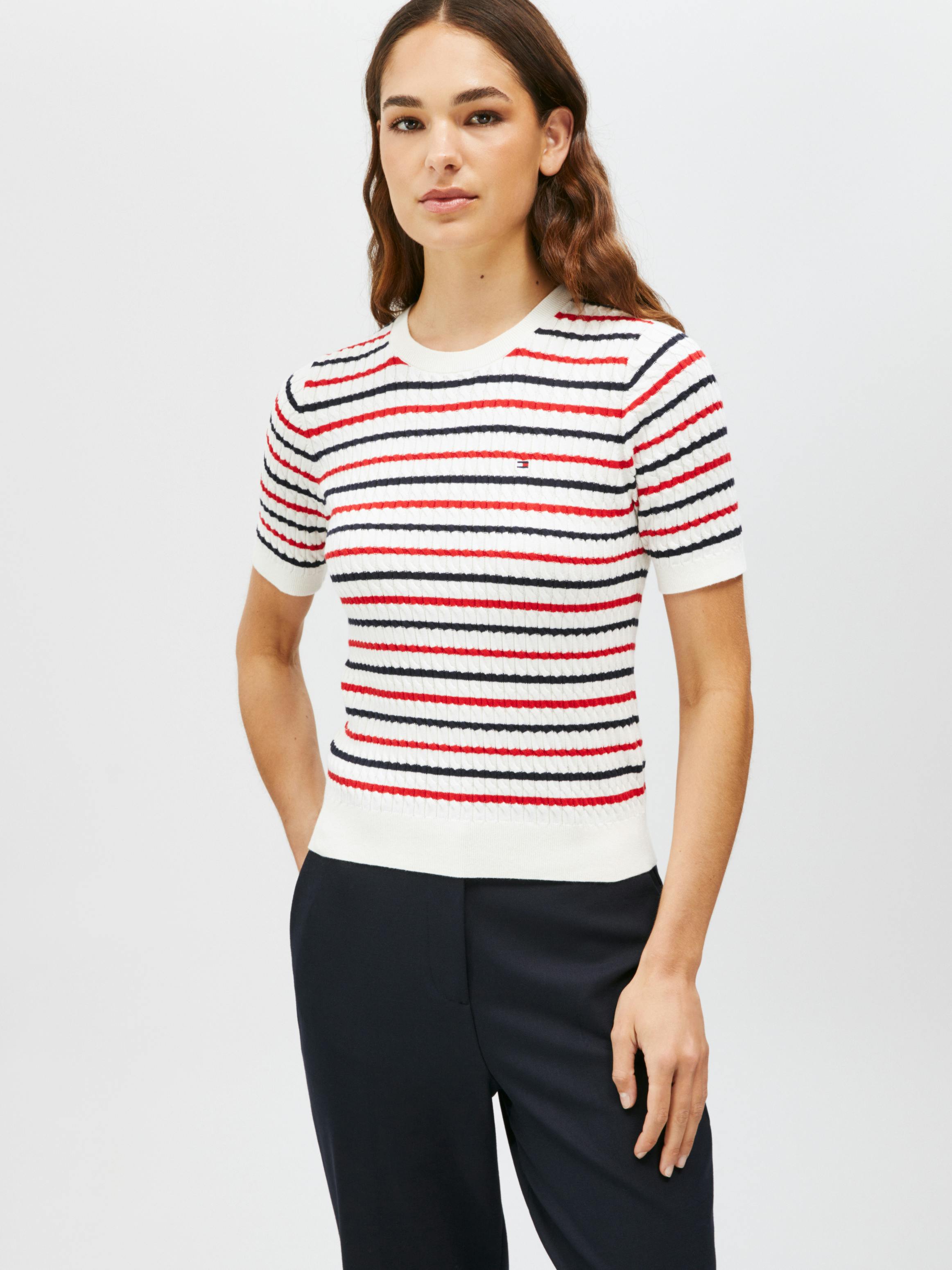 Cable Knit Short Sleeve Jumper Knitwear Tommy Hilfiger