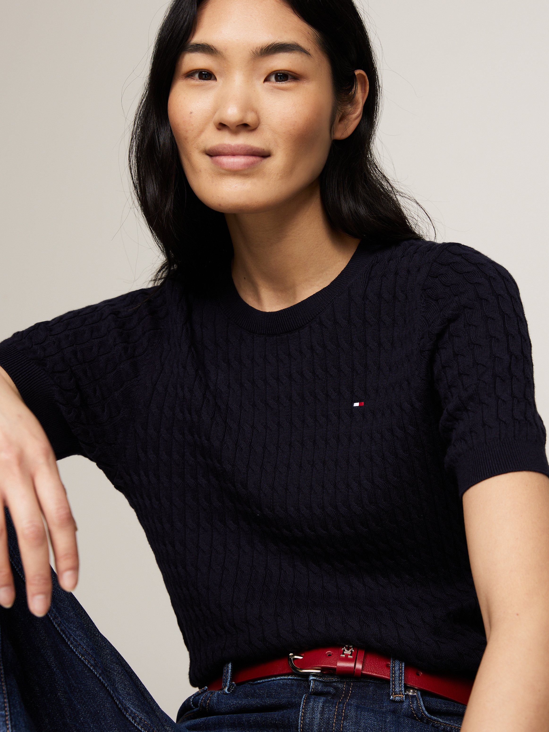 Cable Knit Short Sleeve Jumper | Knitwear | Tommy Hilfiger Cable Knit Short Sleeve Jumper | Knitwear | Tommy Hilfiger