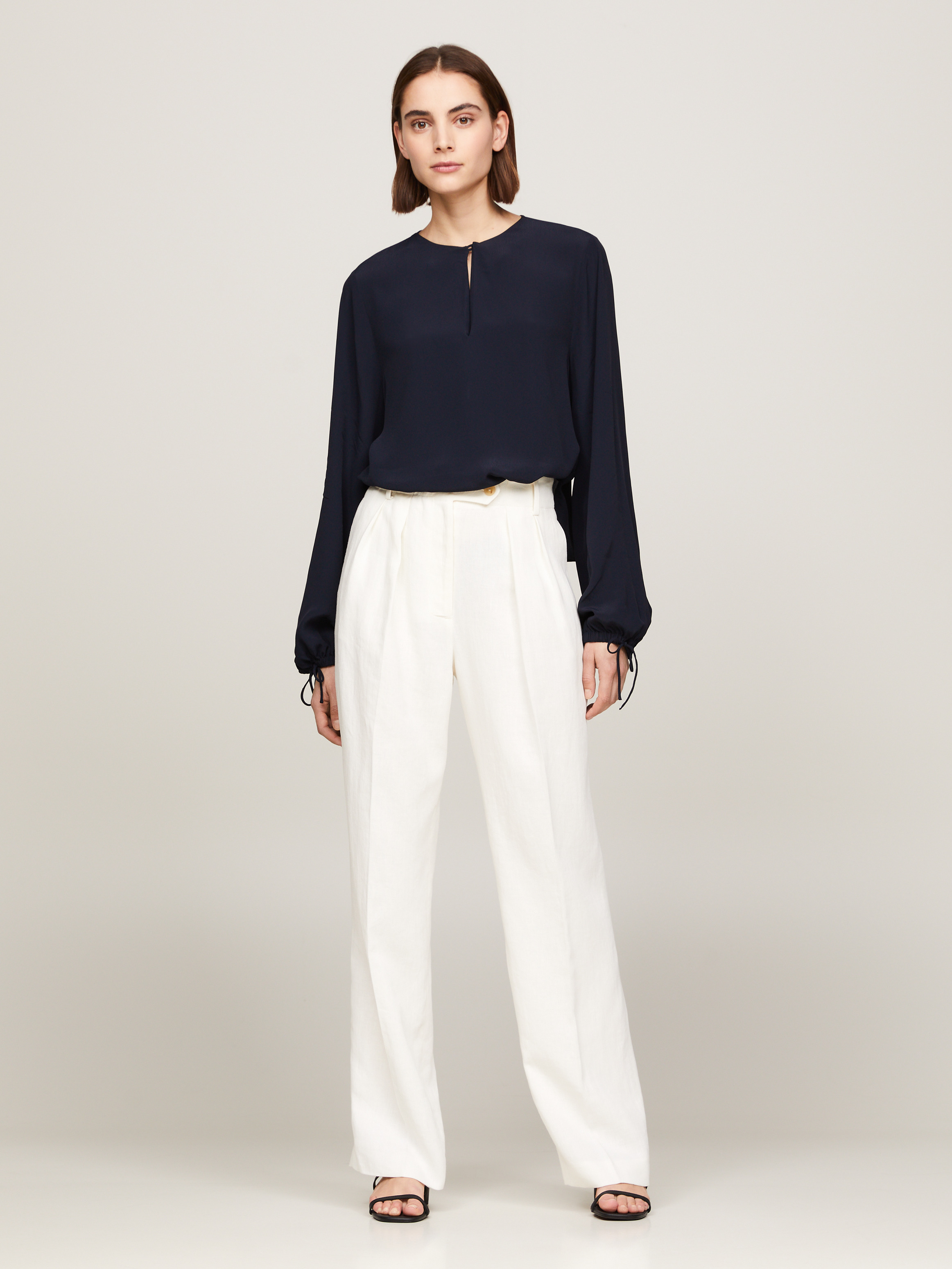 Keyhole Front Relaxed Crepe Blouse | Shirts | Tommy Hilfiger