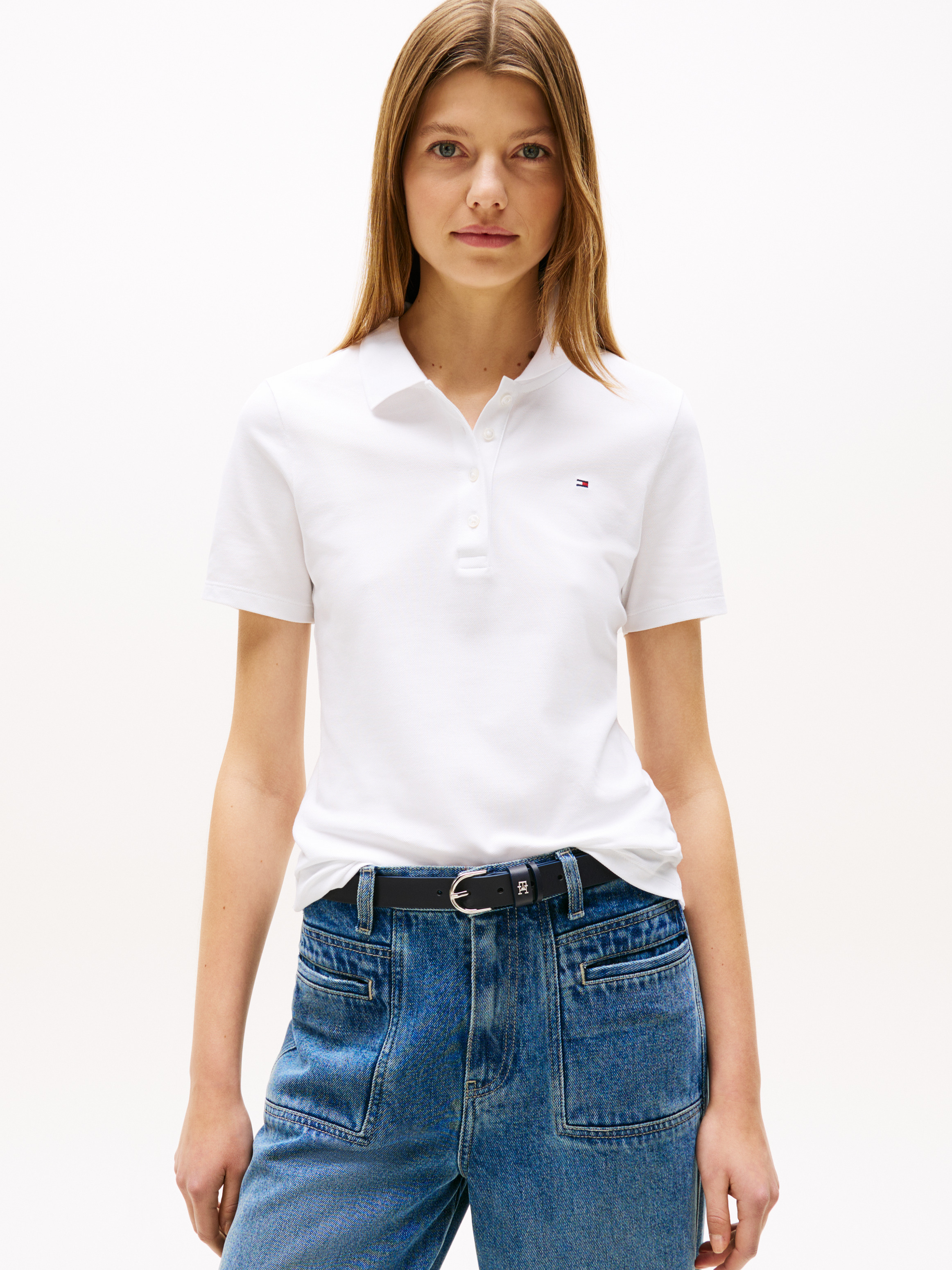トップス Pique Polo Knit Top white white-knitted-collar-knitted-