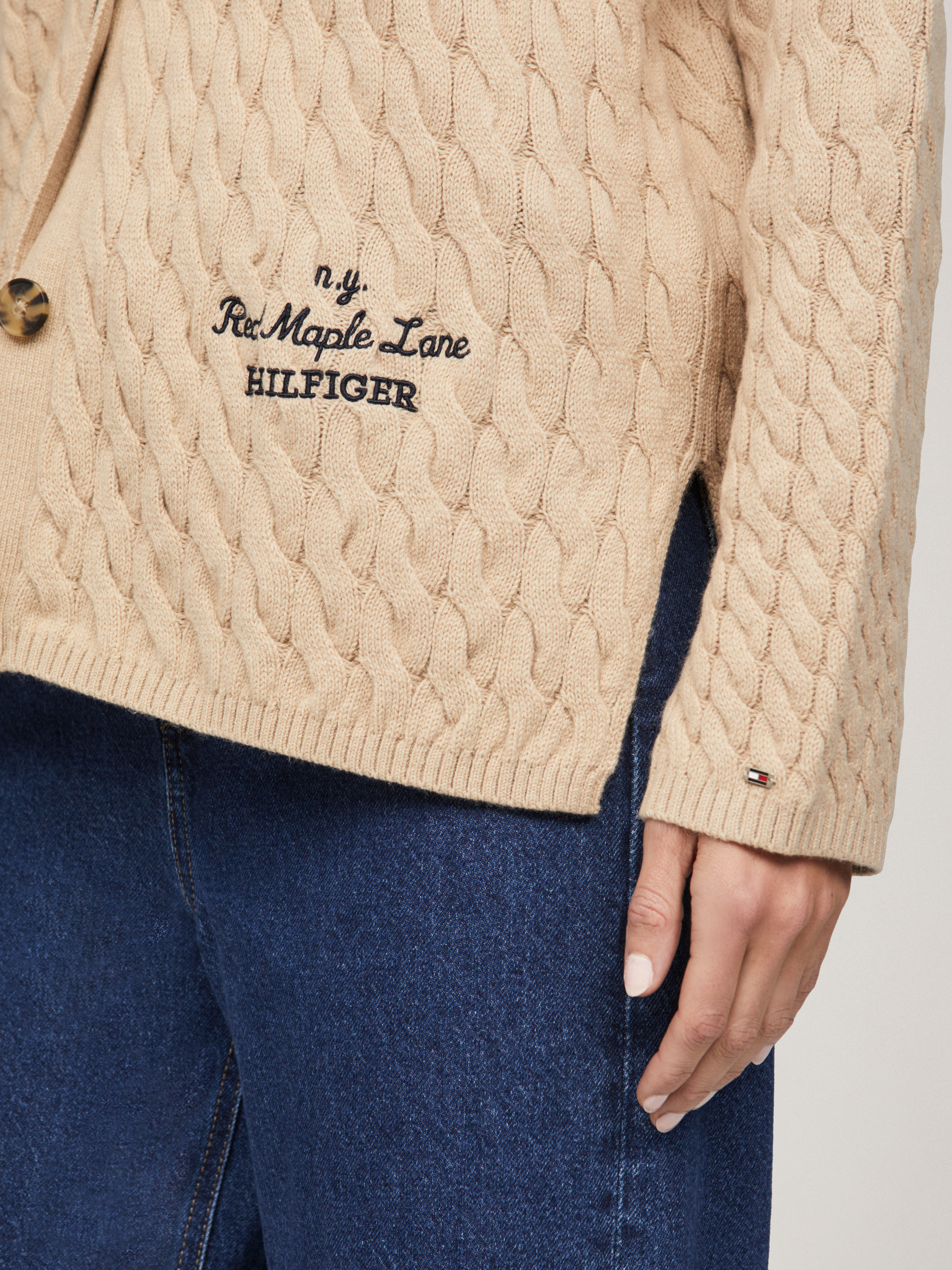 Wool Cable V-Neck Cardigan | Knitwear | Tommy Hilfiger