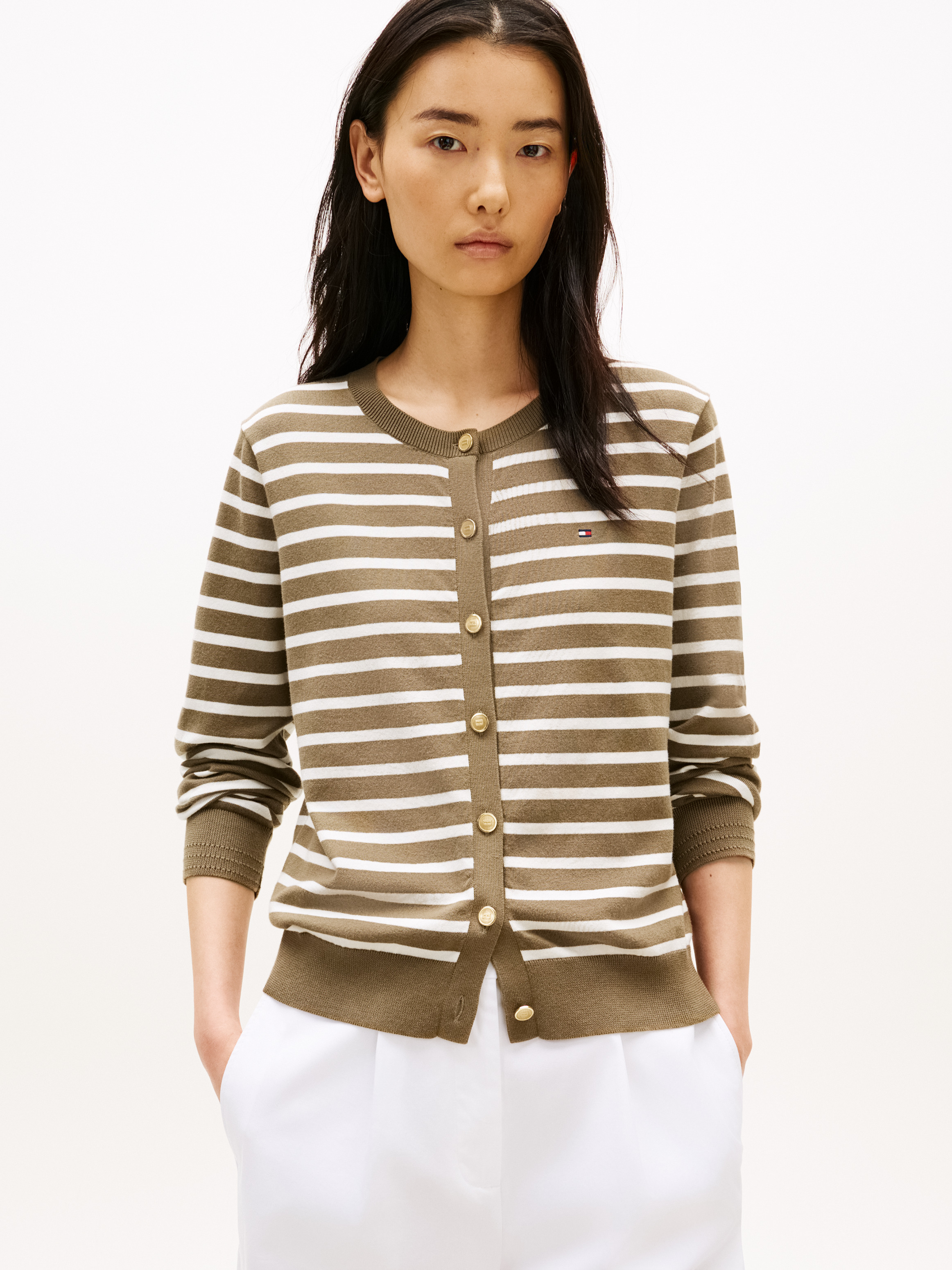 OLIVE/IVORY PETAL STRIPE