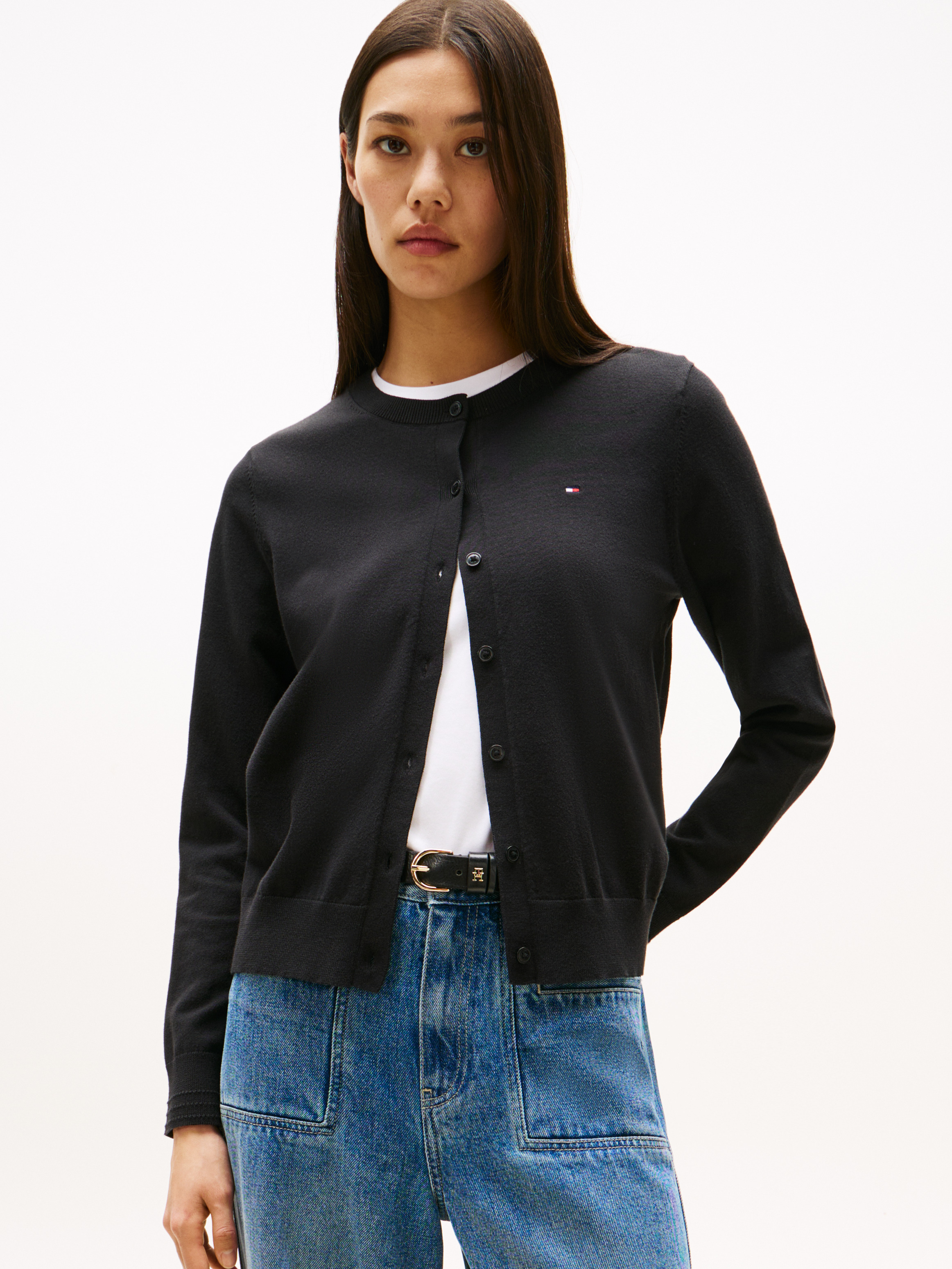 Jersey Crew Neck Cardigan