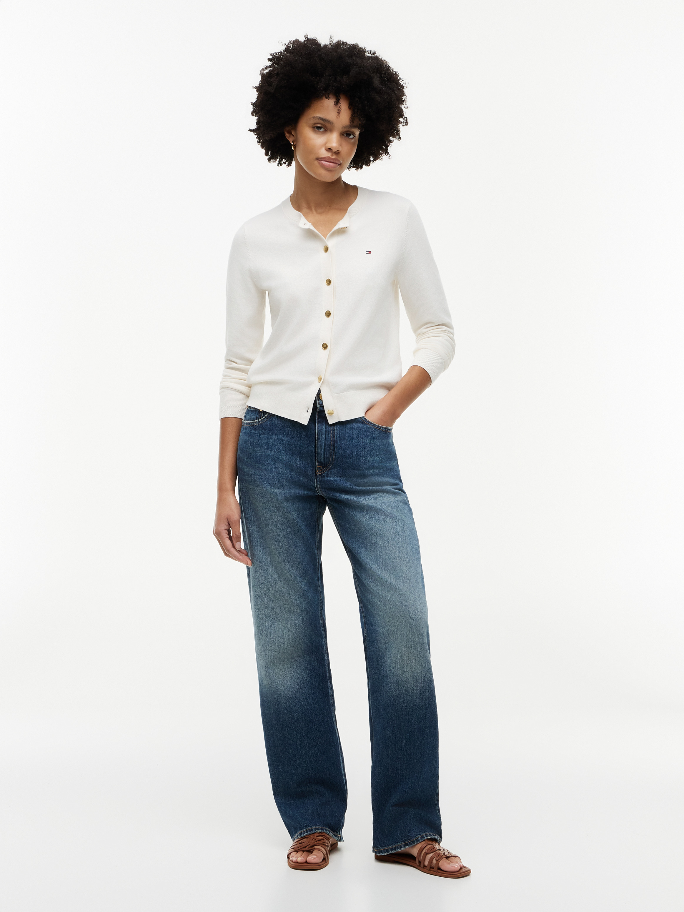 Jersey Crew Neck Cardigan | Knitwear | Tommy Hilfiger