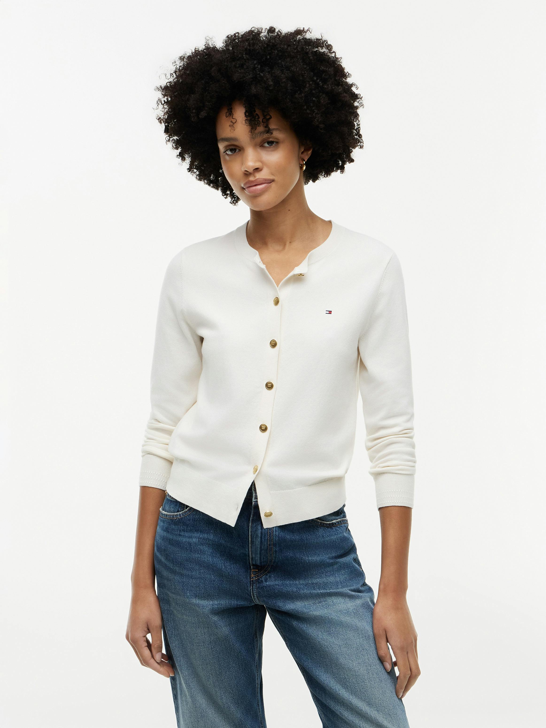 Jersey Crew Neck Cardigan | Knitwear | Tommy Hilfiger