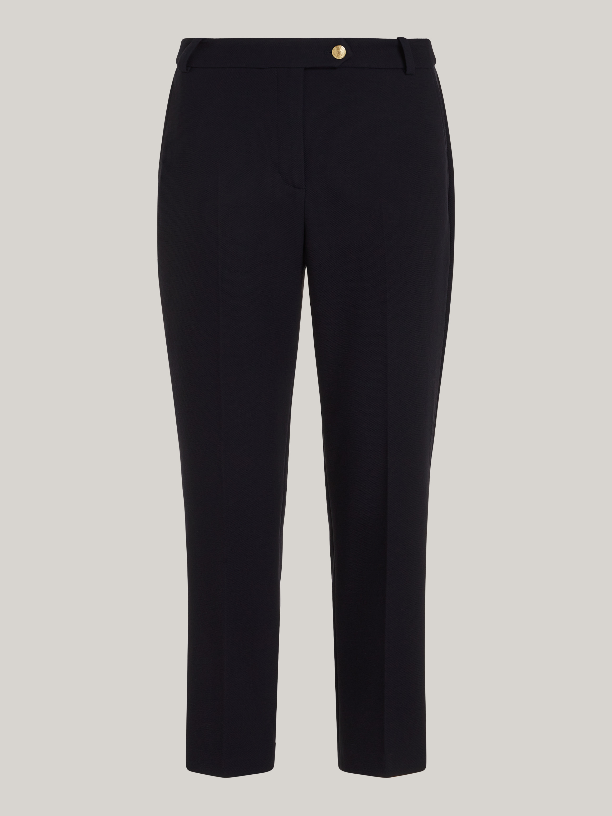 ★★ ★★ gold button straight pants T22E7WPC07 ZARA High Elastic Waist Straight Leg Metallic Gold Buttons