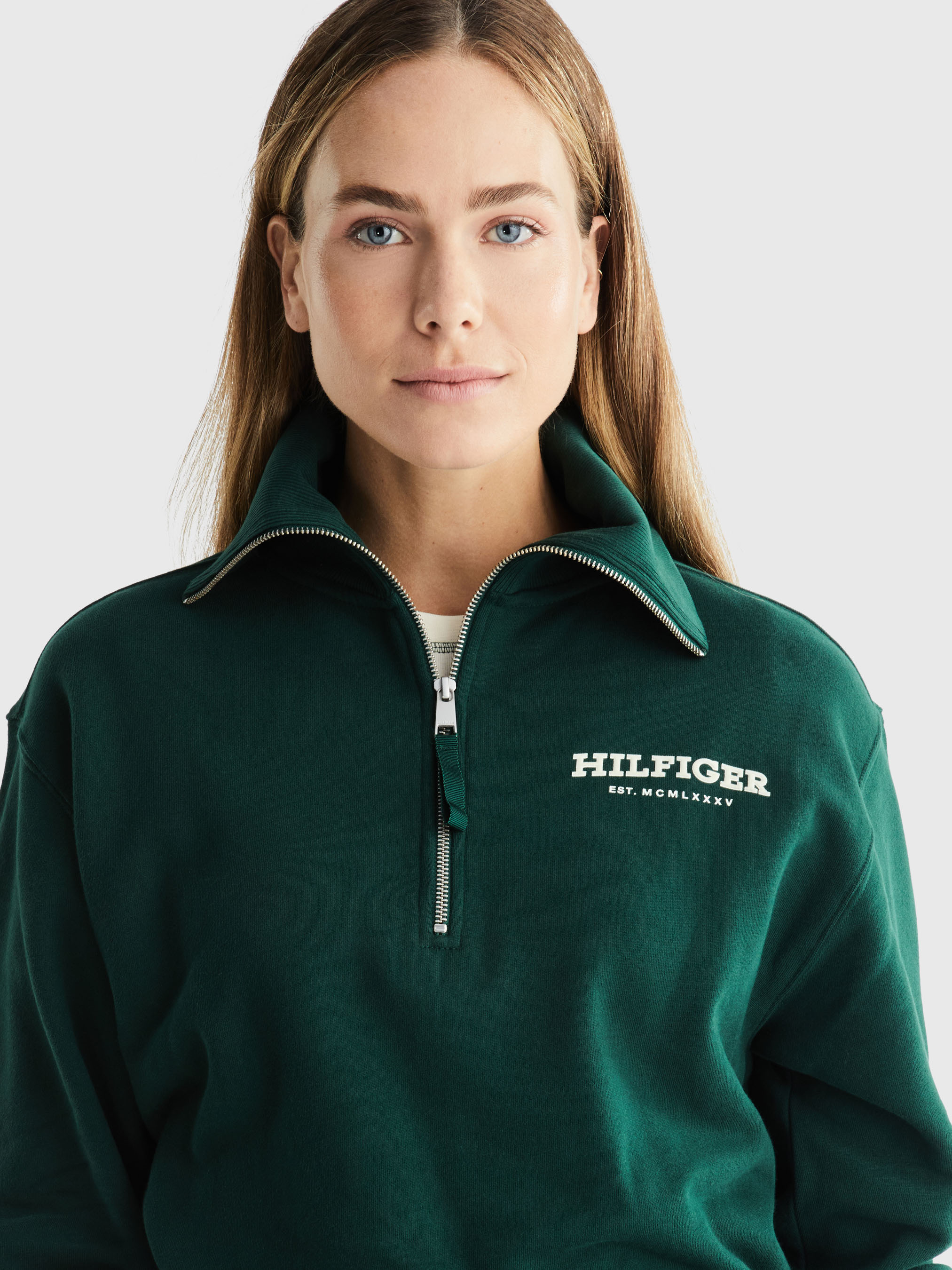 Hilfiger Monotype Flock Logo Half-Zip Sweatshirt Hilfiger Monotype Flock Logo Half-Zip Sweatshirt