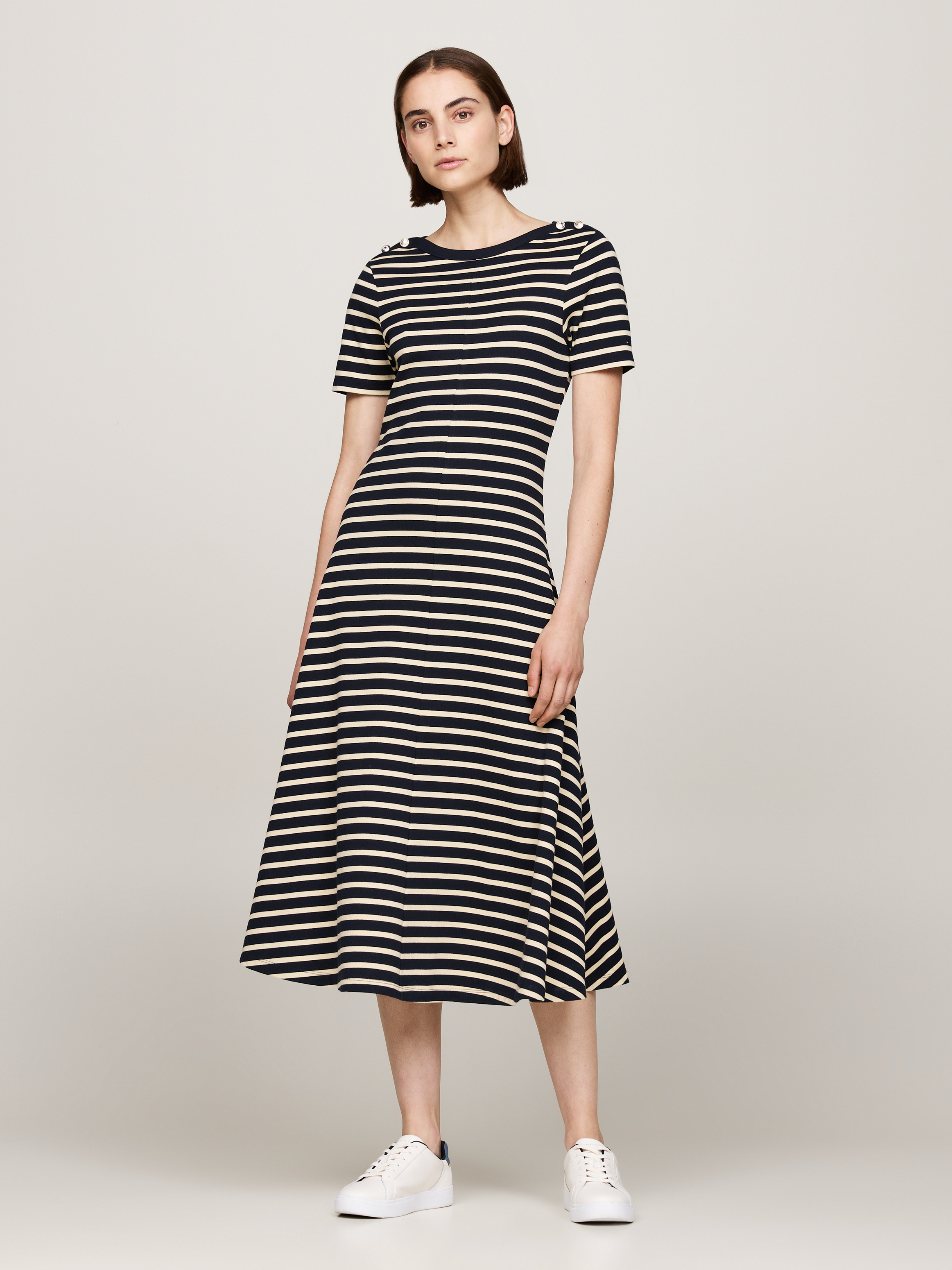 NWT $149 Tommy store Hilfiger Nautical Striped Sleeveless Midi Wrap Dress Fit & Flare