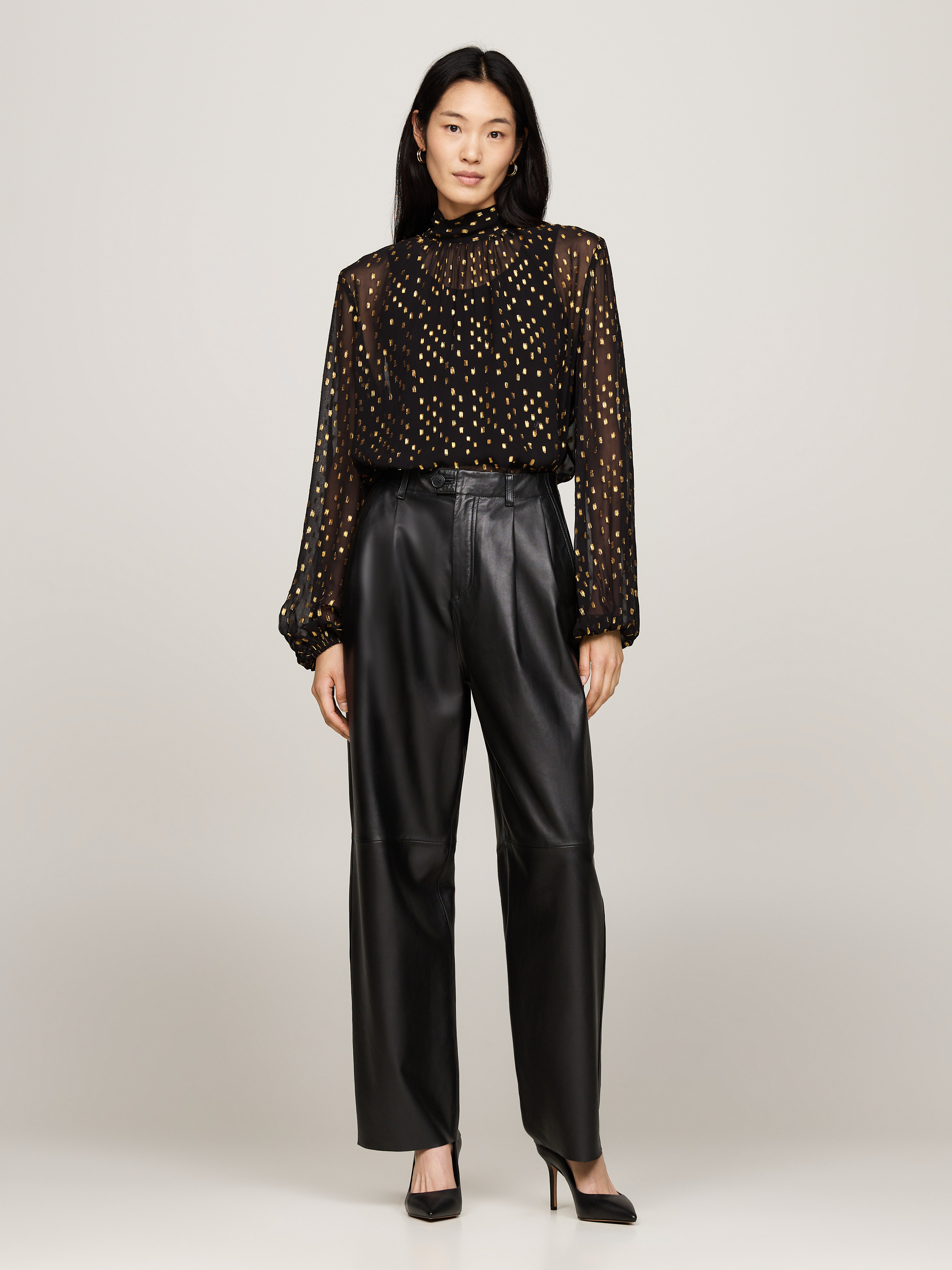 Metallic Embroidery Relaxed Sheer Blouse | Shirts | Tommy