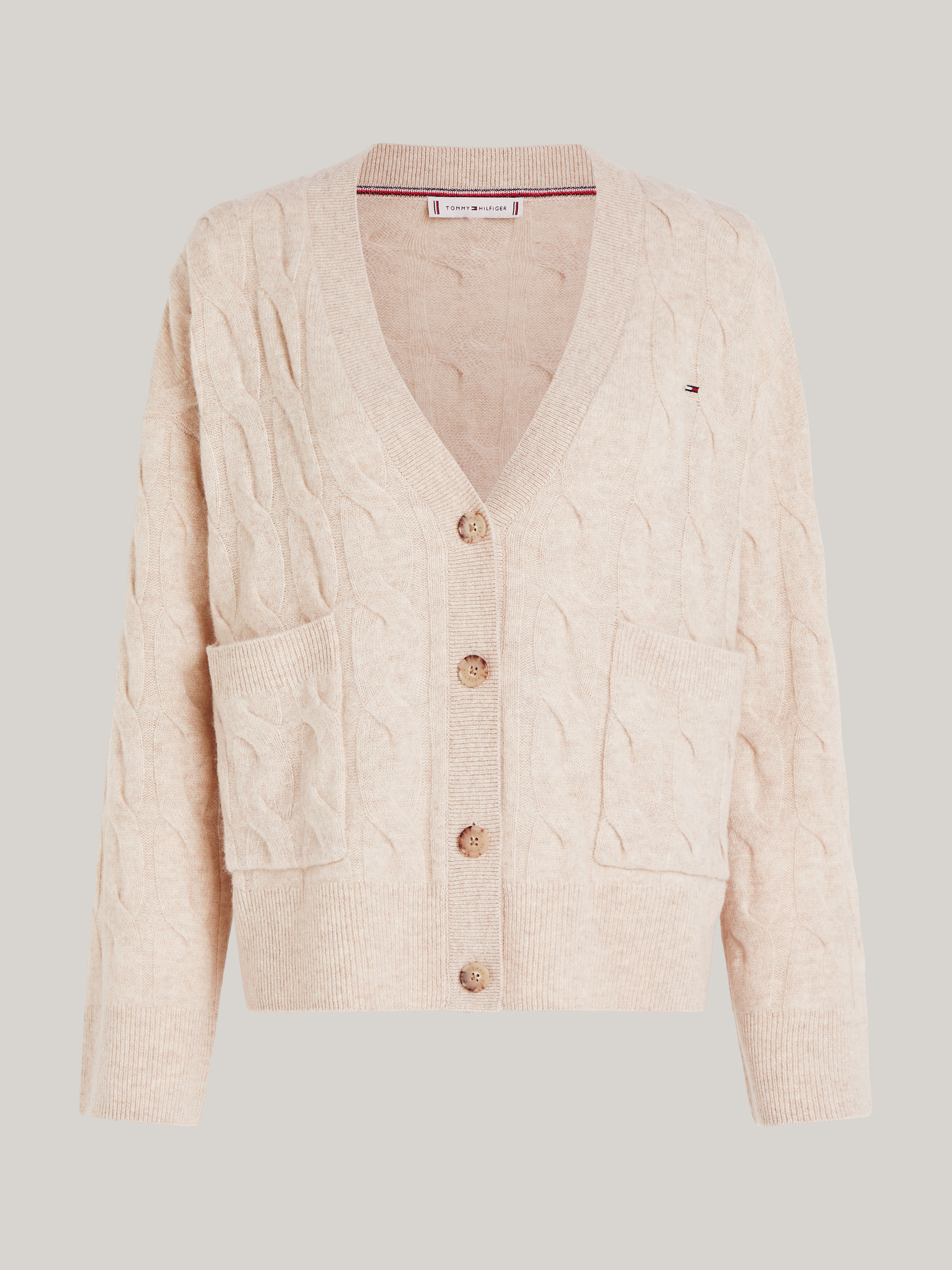 Pure Wool Oversized V-Neck Cardigan | Knitwear | Tommy Hilfiger