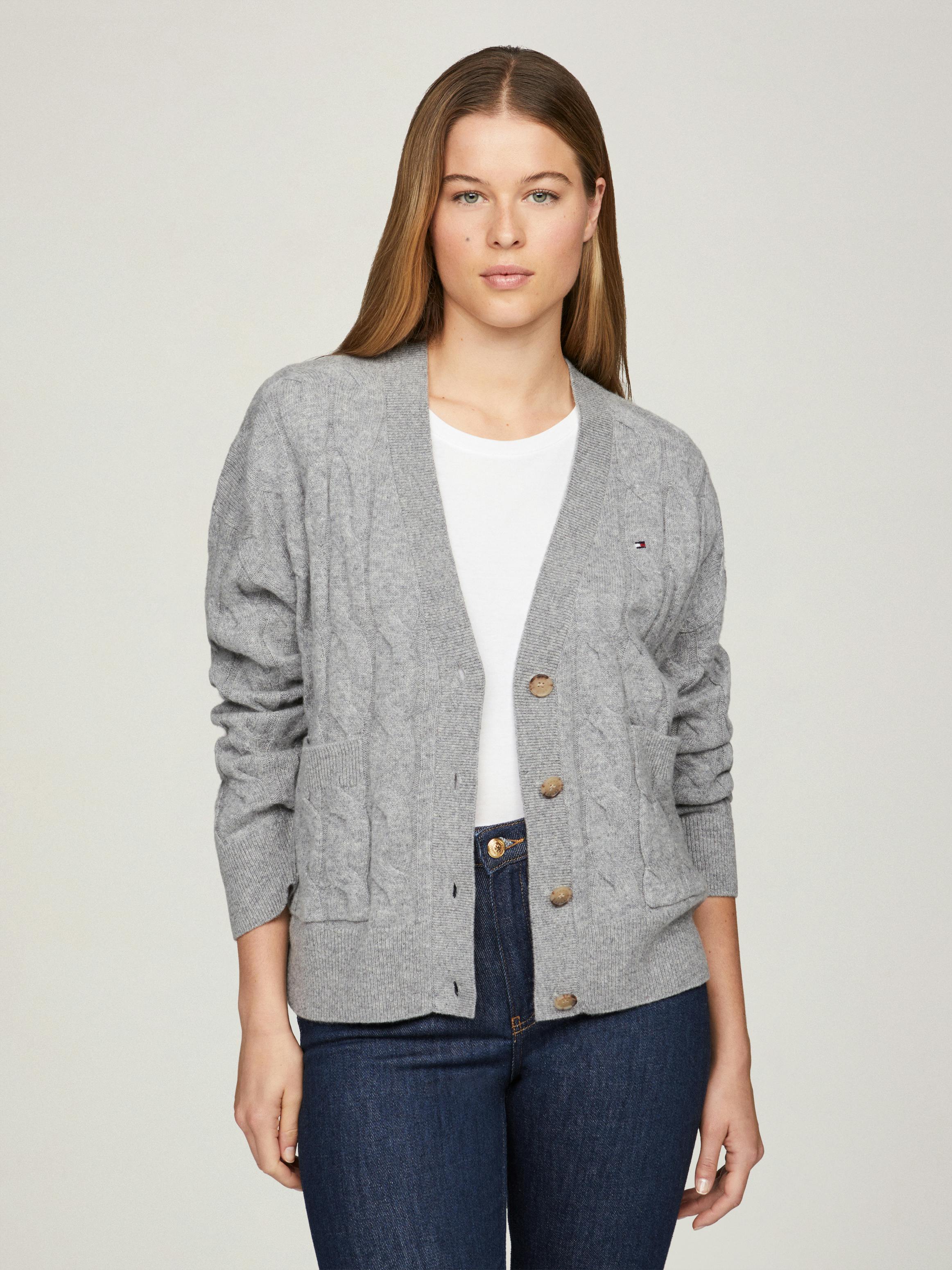 V Neck Pure Boyfriend Cardigan Pure Wool Oversized V-Neck Cardigan - Main Image