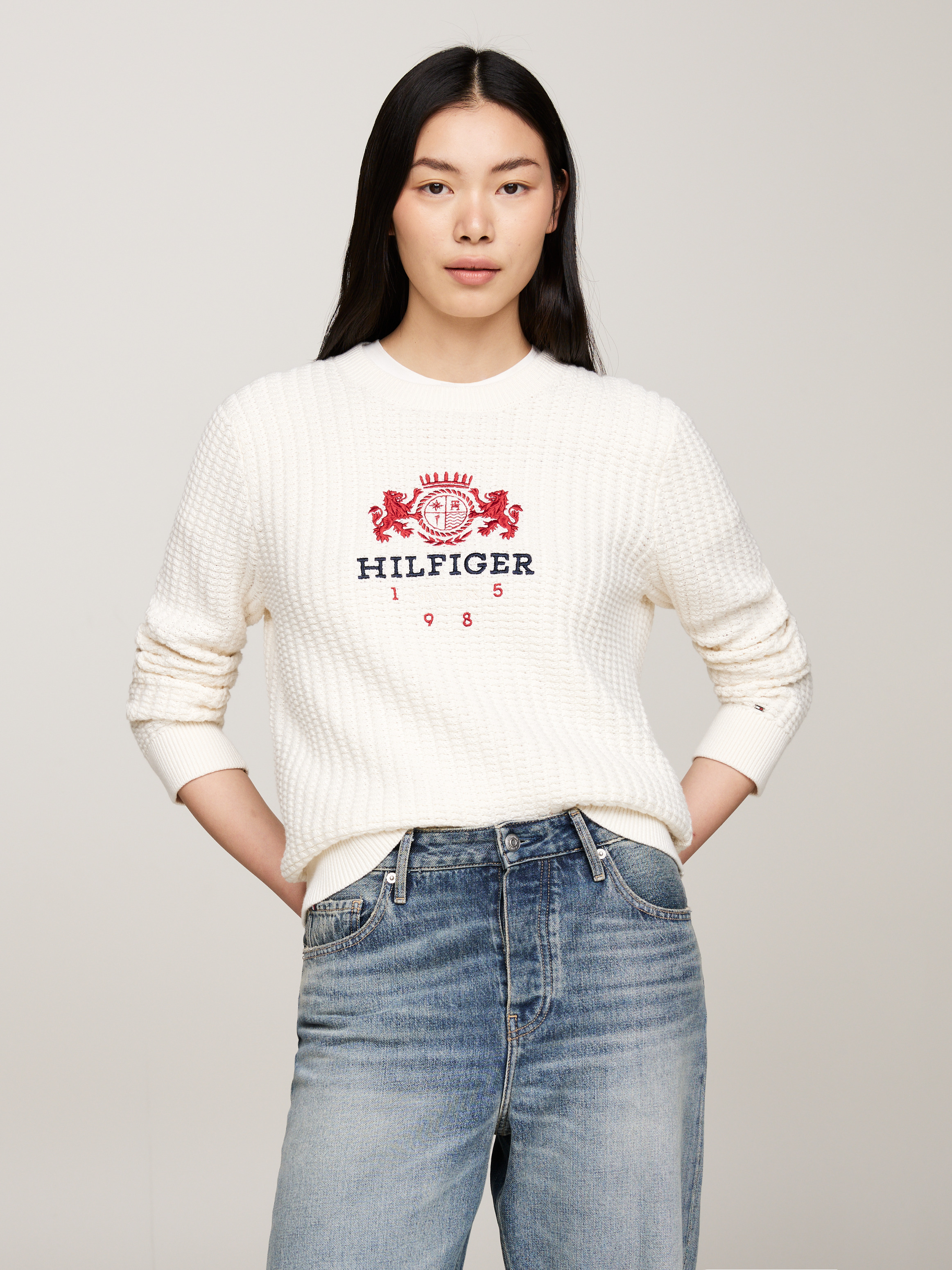 Grey tommy hilfiger jumper womens sale