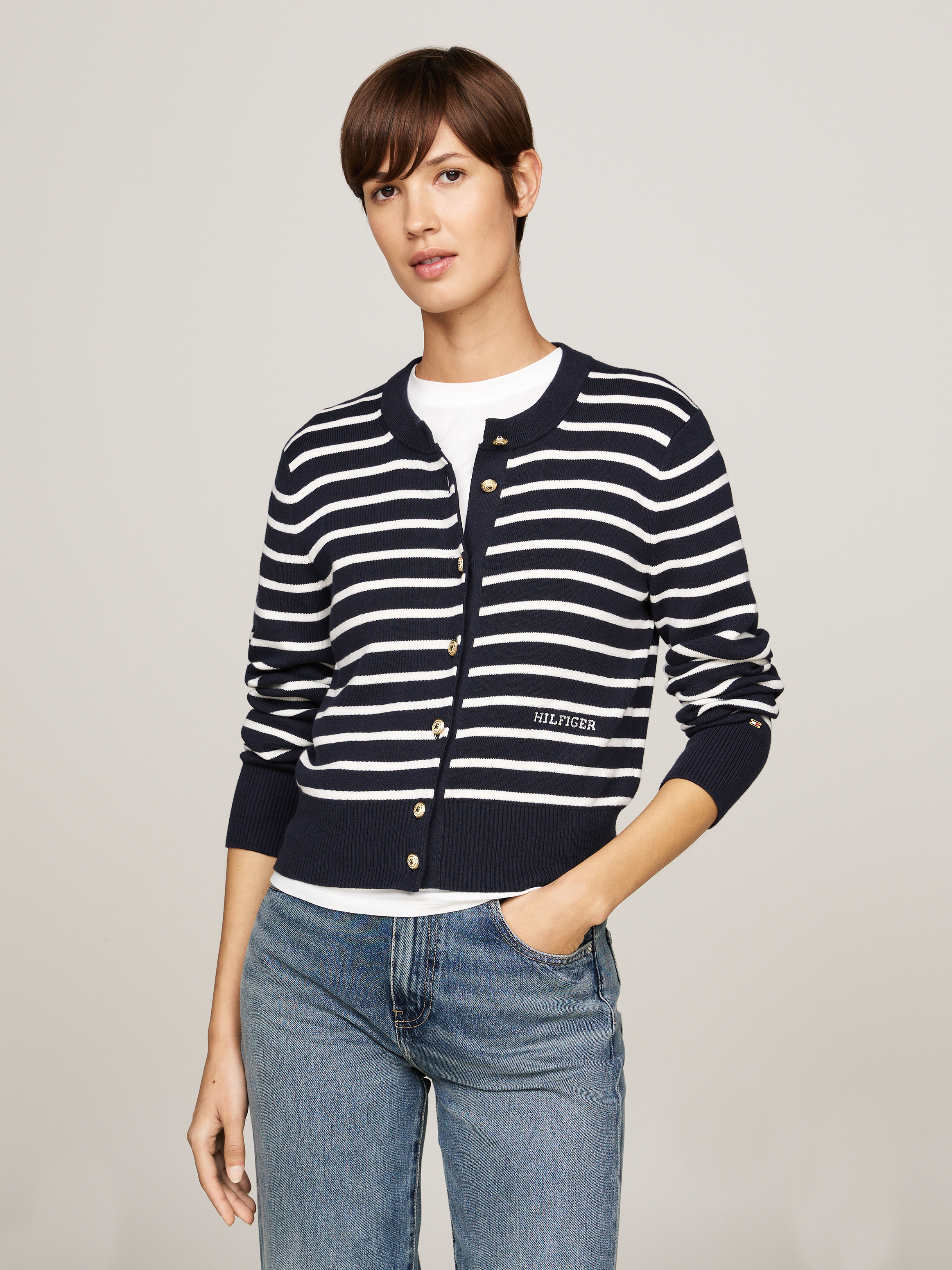 Stripe Slim Cardigan Knitwear Tommy Hilfiger