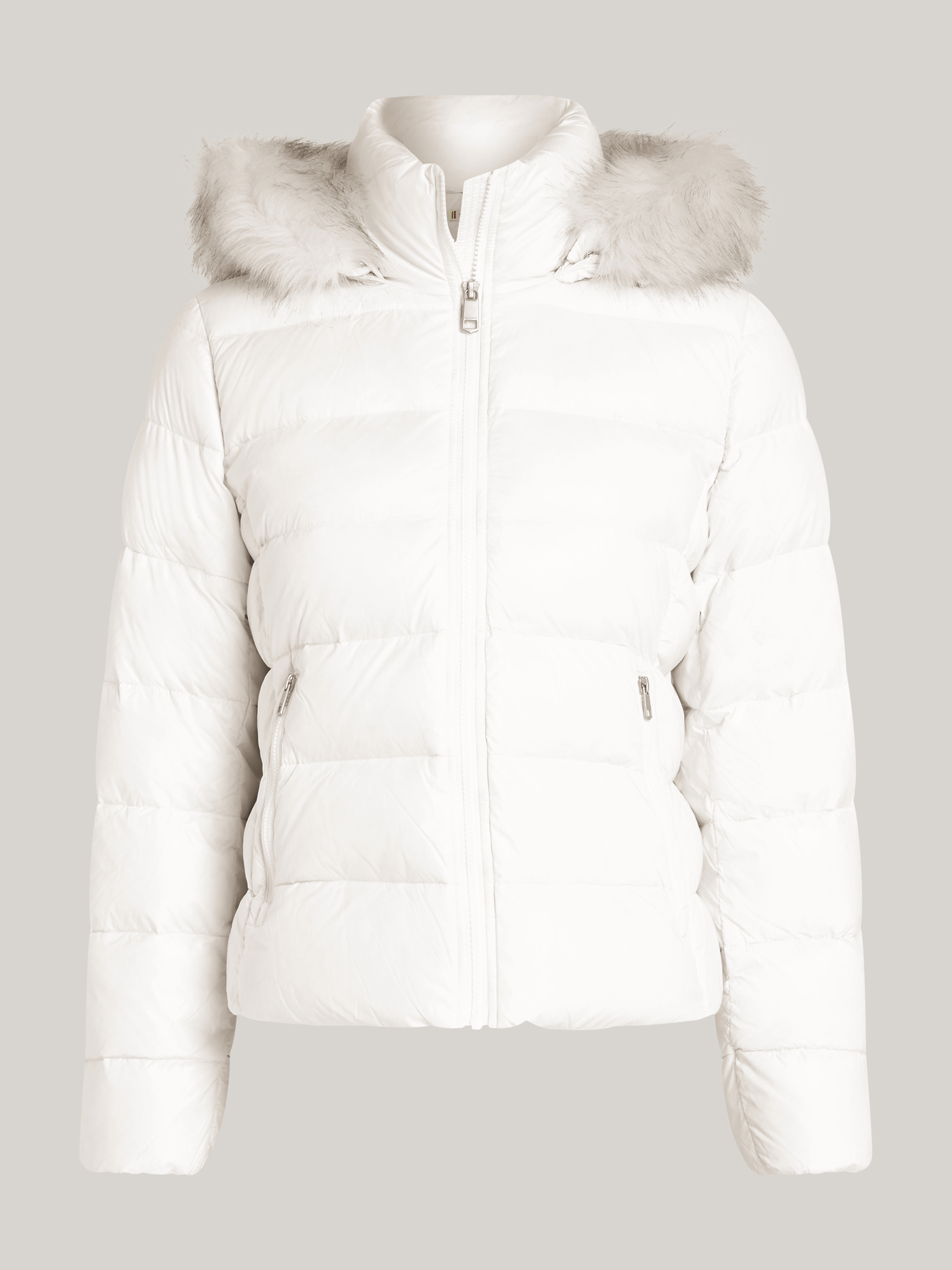 【MOORER】Down Jackets Fur Trim Hood In White white-rabbit-fur-bomber-jacket