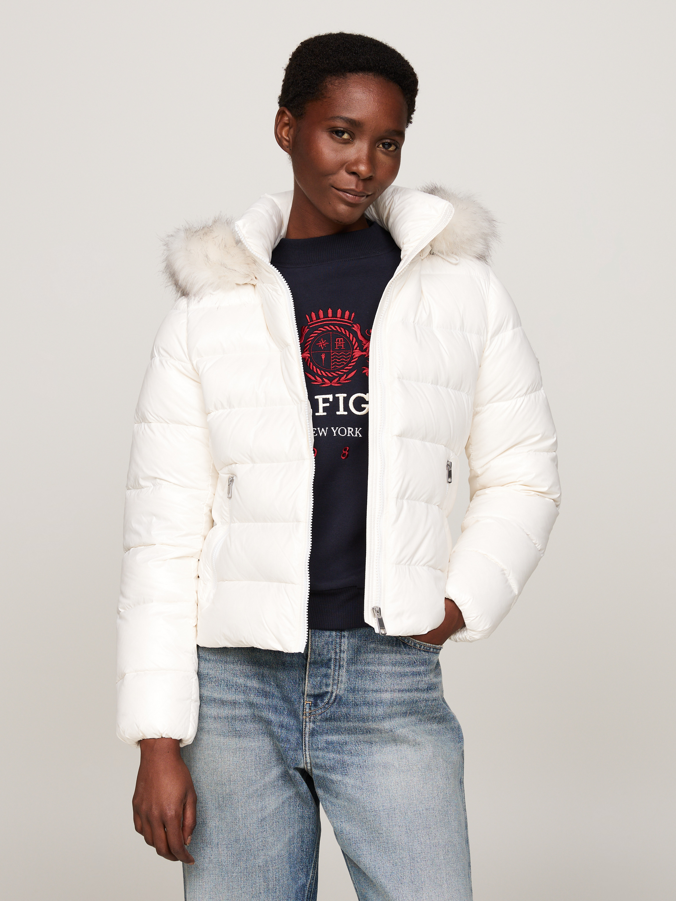 Girls 8-16 Essential Faux Fur Down Hooded Jacket | Coats