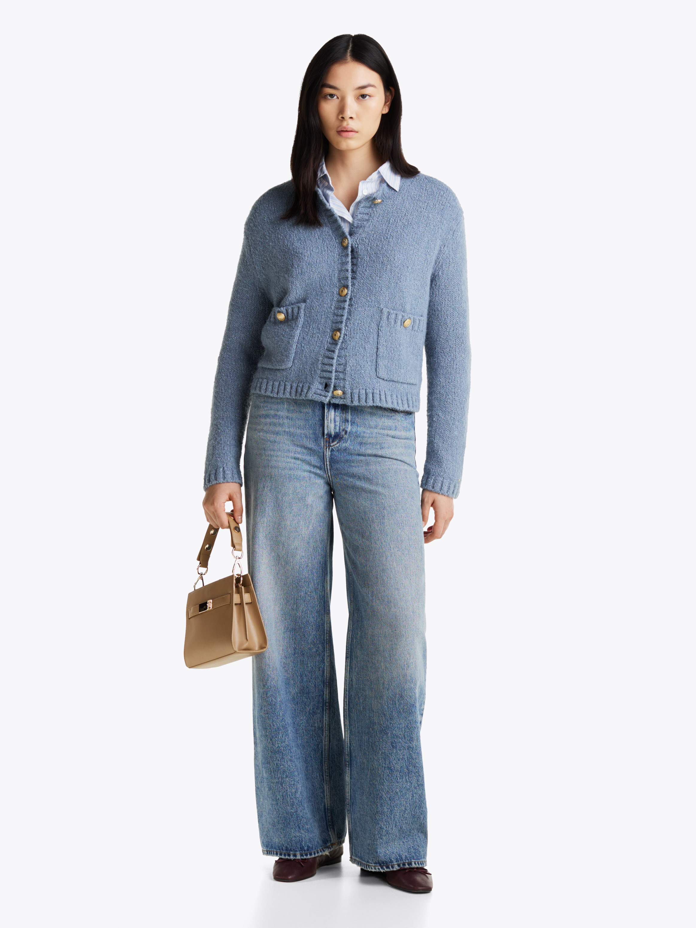 Tommy High Rise Bowed Wide Leg Jean - Fulton main image 0