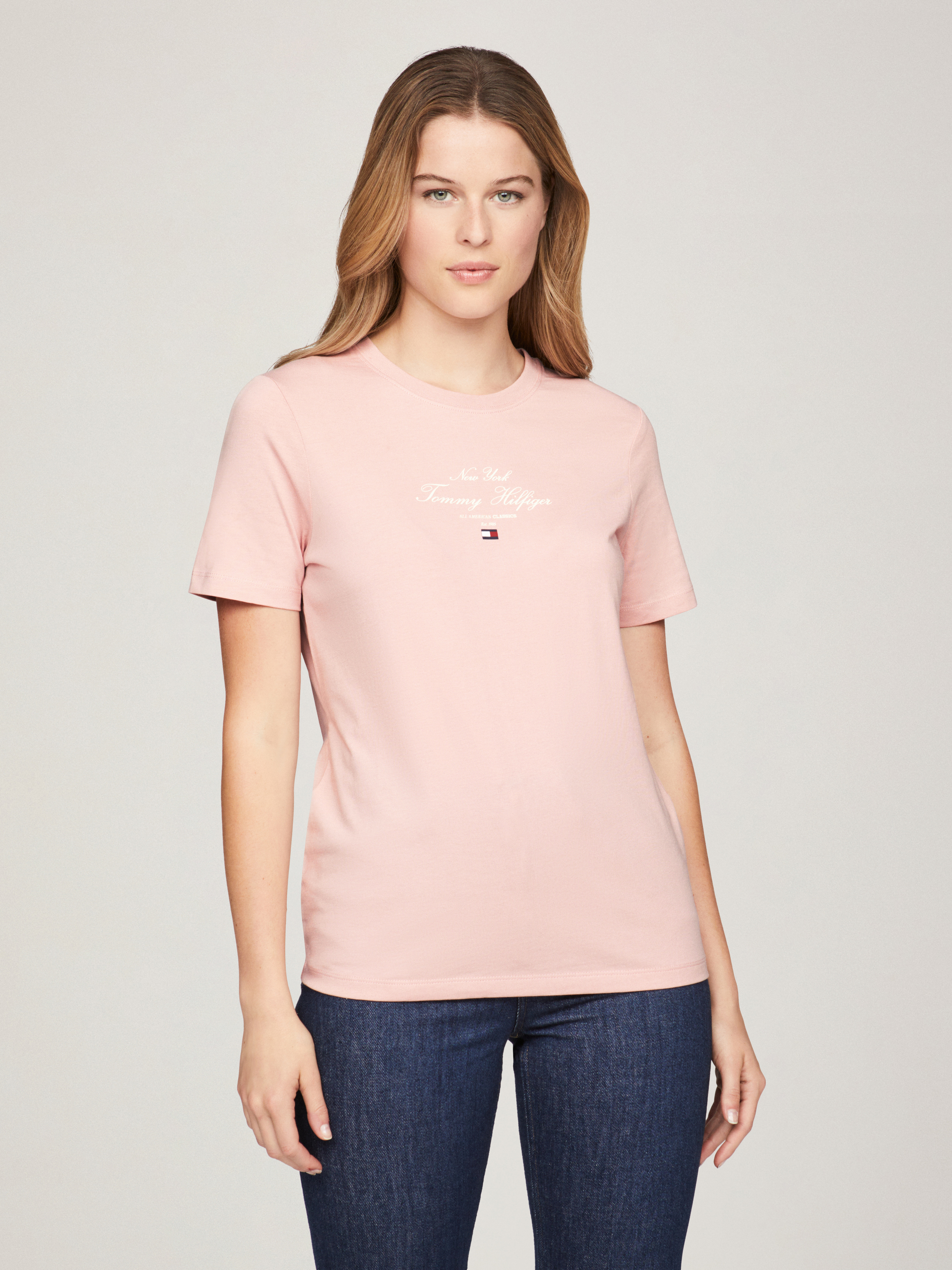 売れ筋商品|||トミー ヒルフィガー Tシャツ レディース トップス SCRIPT - Print T-shirt - foggy pink Tommy Hilfiger SCRIPT - T-Shirt print - foggy pink/rosa