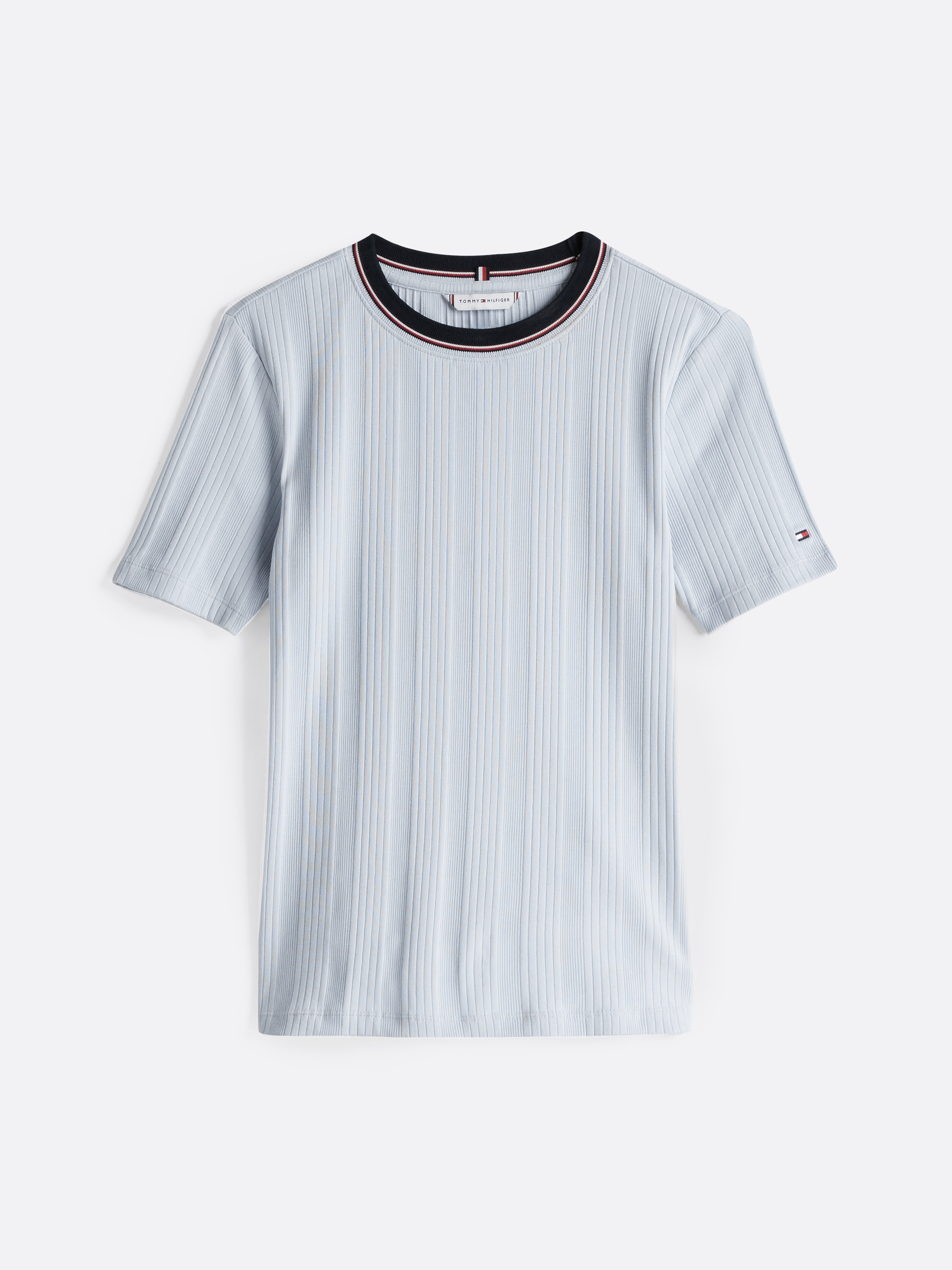 Rib-Knit Contrast Collar Slim T-Shirt T-Shirts Tommy Hilfiger