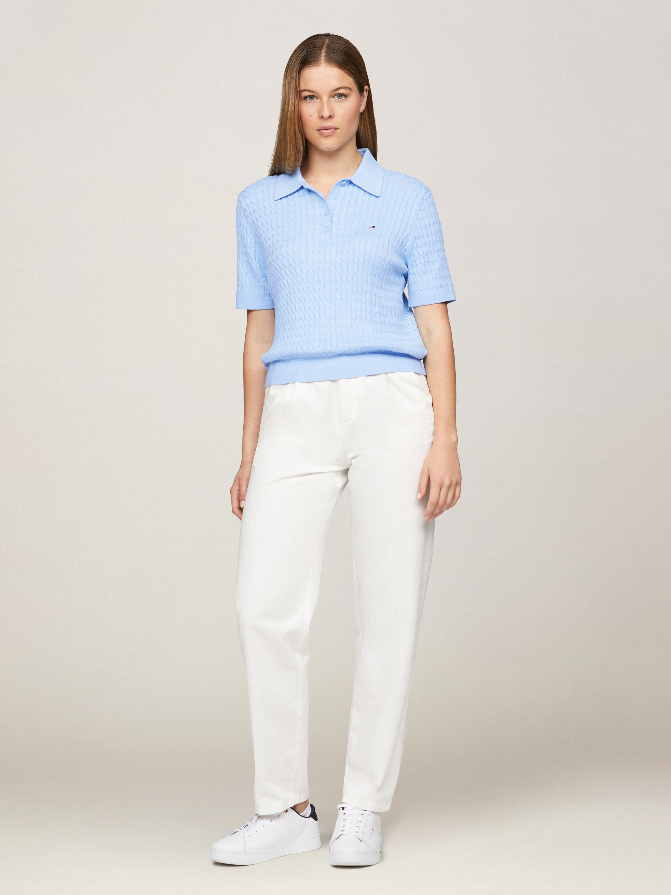 Fine Cable Polo Sweater | Knitwear | Tommy Hilfiger