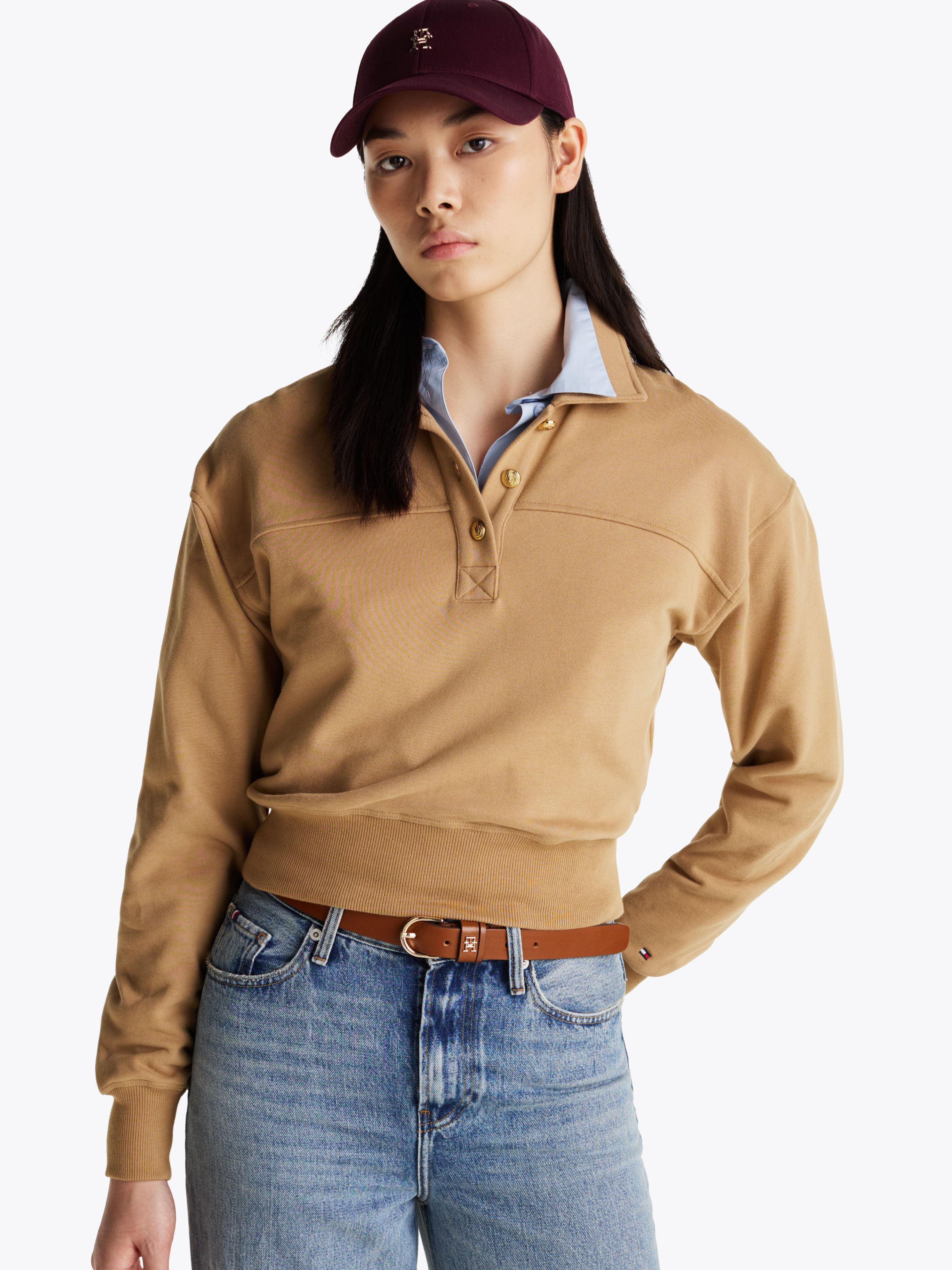 Polo Collar Terry Sweatshirt