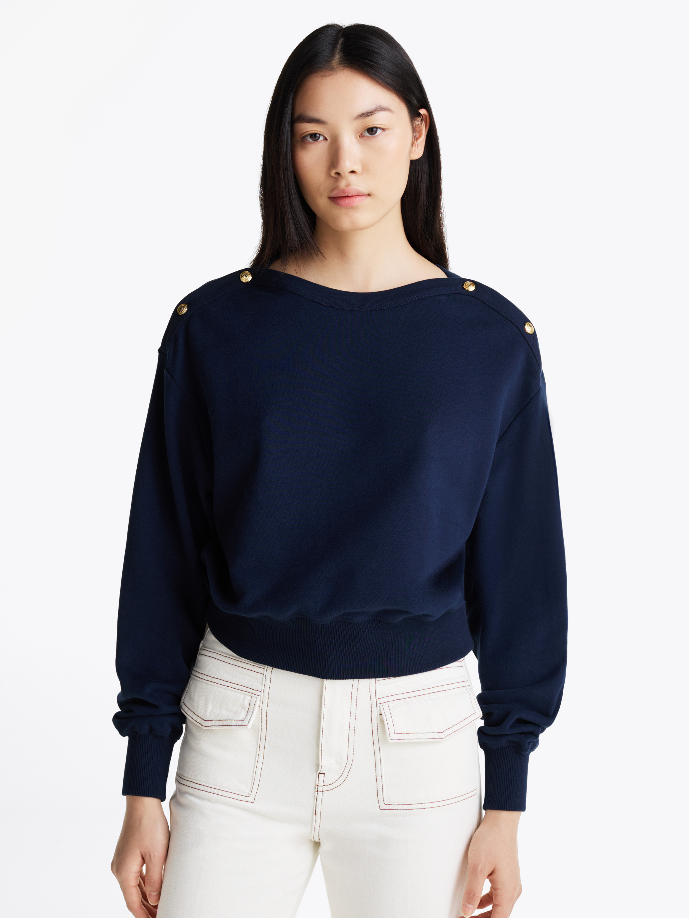 ☆ ☆ Gold Button Crewneck Sweatshirt Gold Button Crewneck Sweatshirt | Tommy Hilfiger