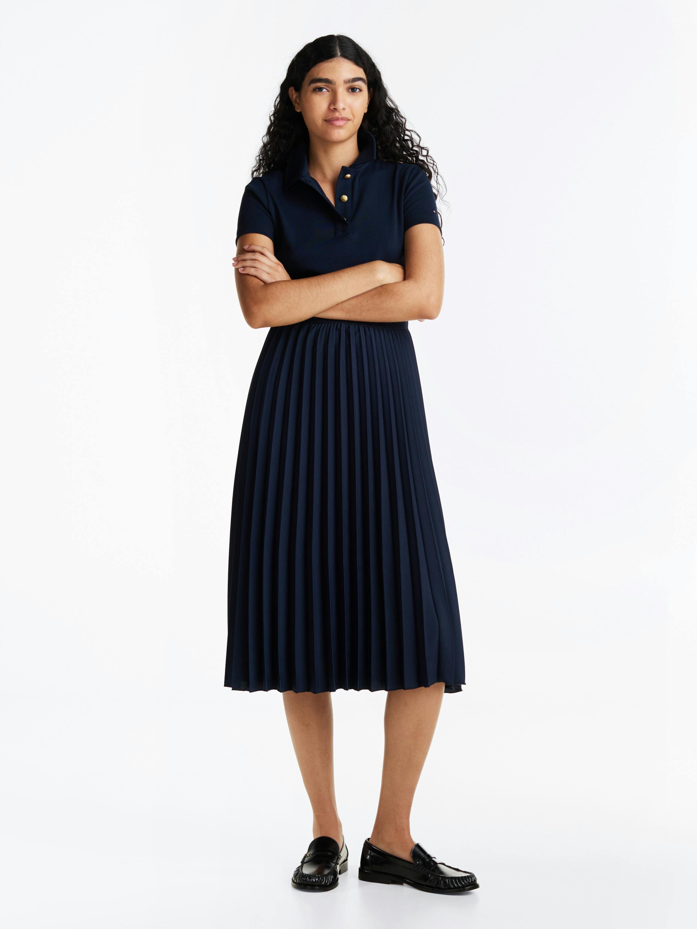 Gold-Tone Button Slim Midi Polo Dress | Dresses & Skirts | Tommy Hilfiger