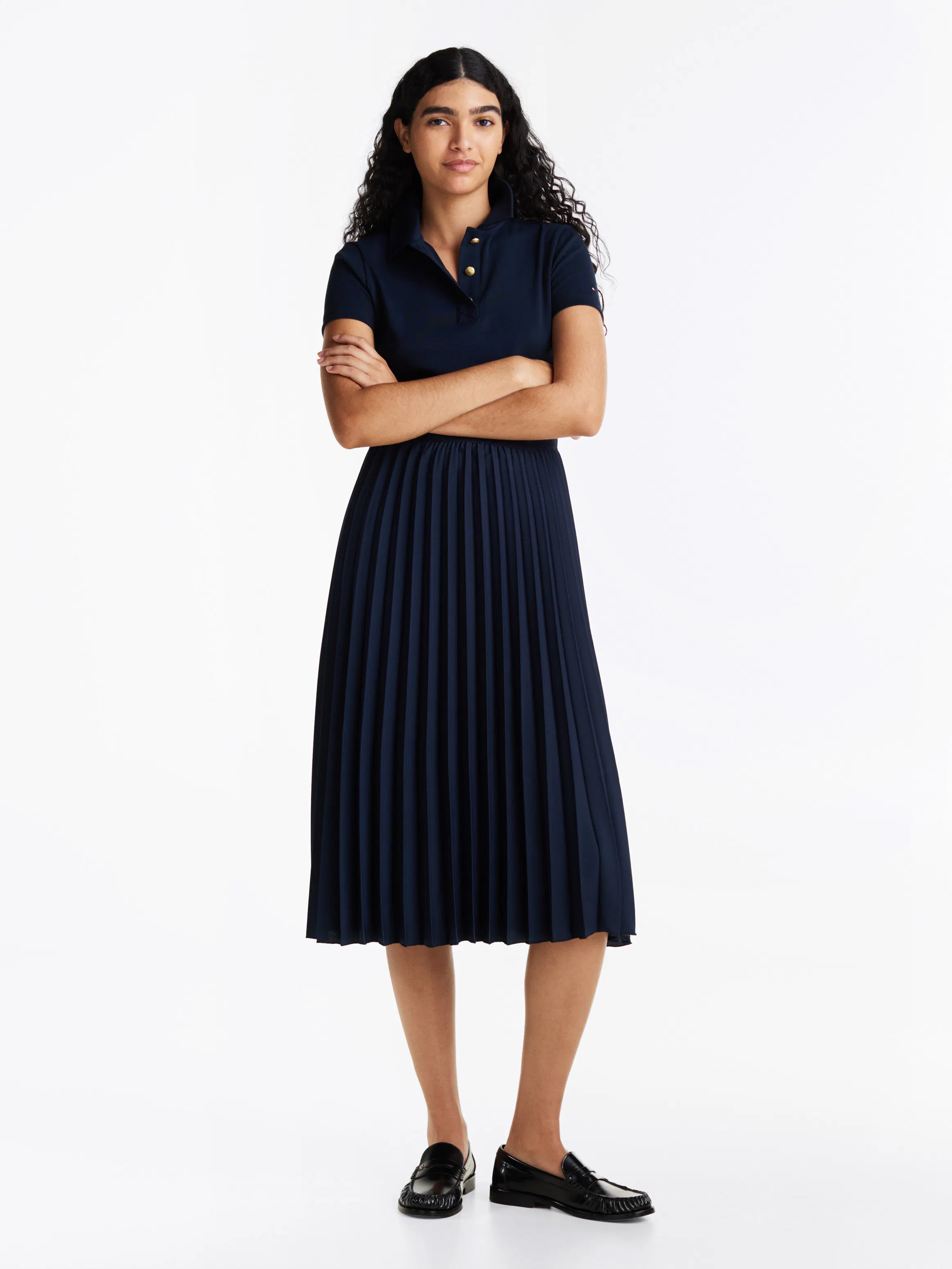 Gold-Tone Button Slim Midi Polo Dress | Dresses & Skirts | Tommy Hilfiger Gold-Tone Button Slim Midi Polo Dress | Dresses & Skirts | Tommy Hilfiger