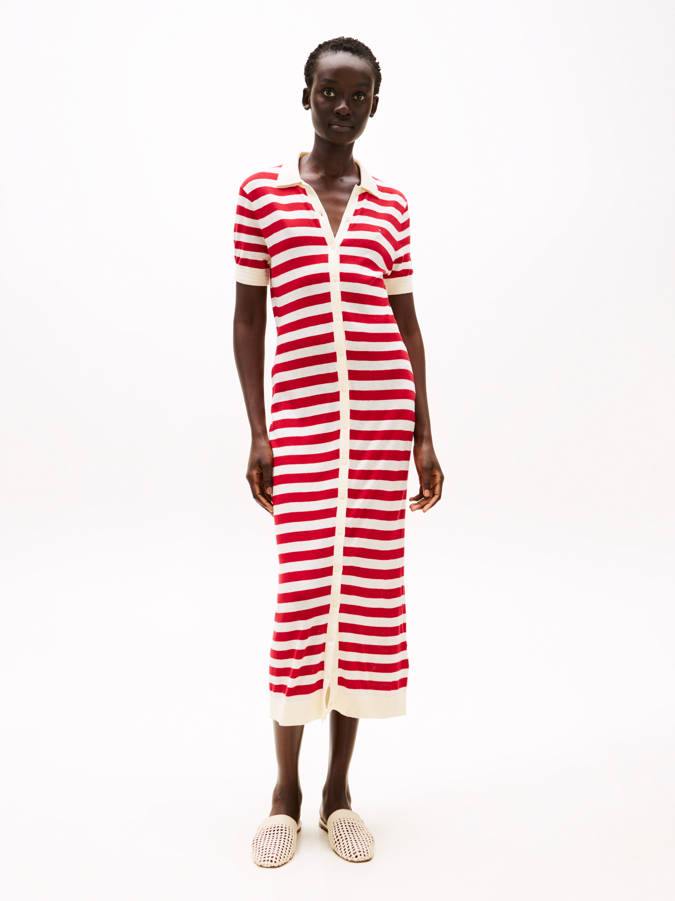 Slim Short Sleeve Midi Polo Dress