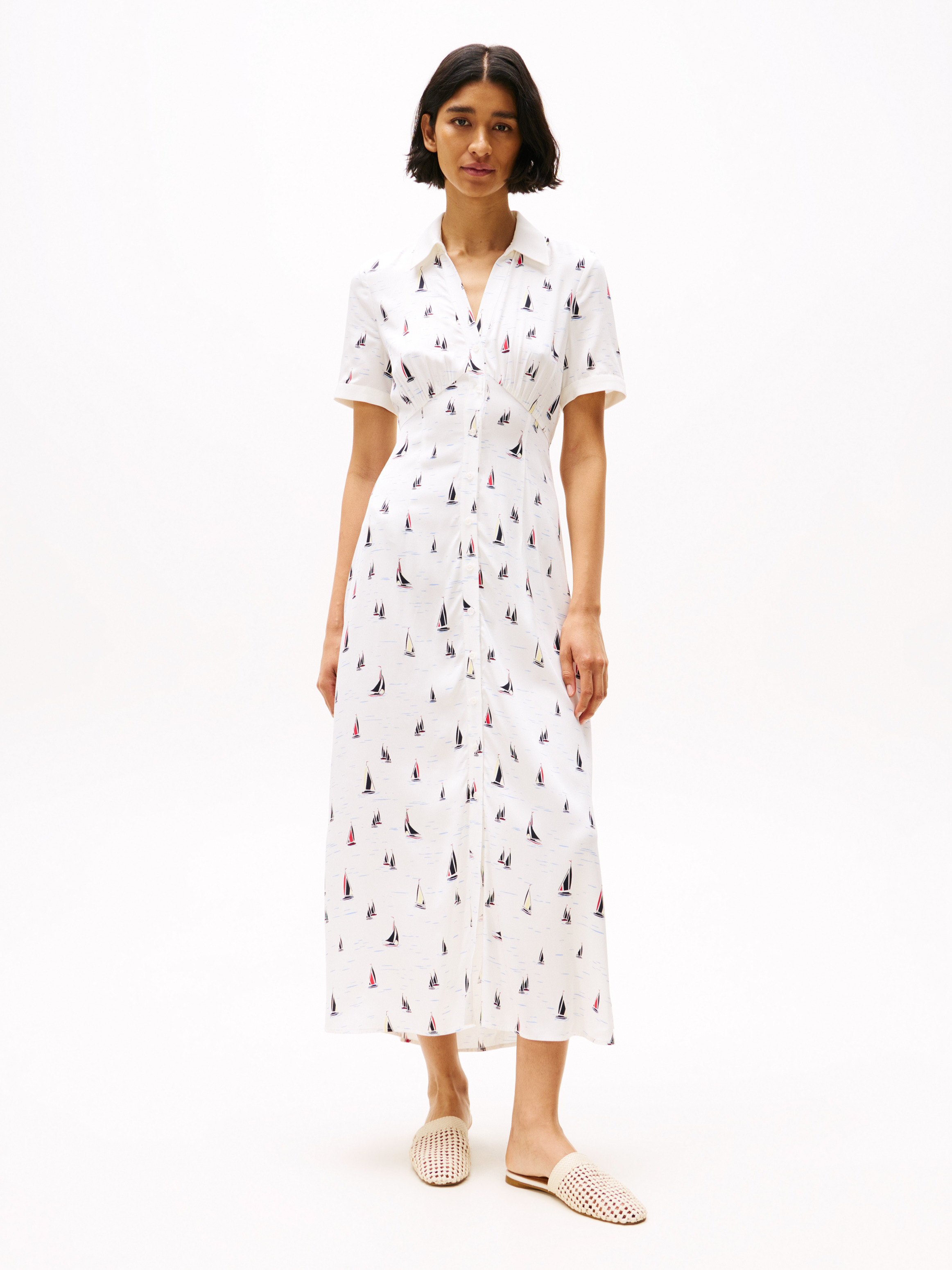 Print Cut Out Maxi Shirt Dress