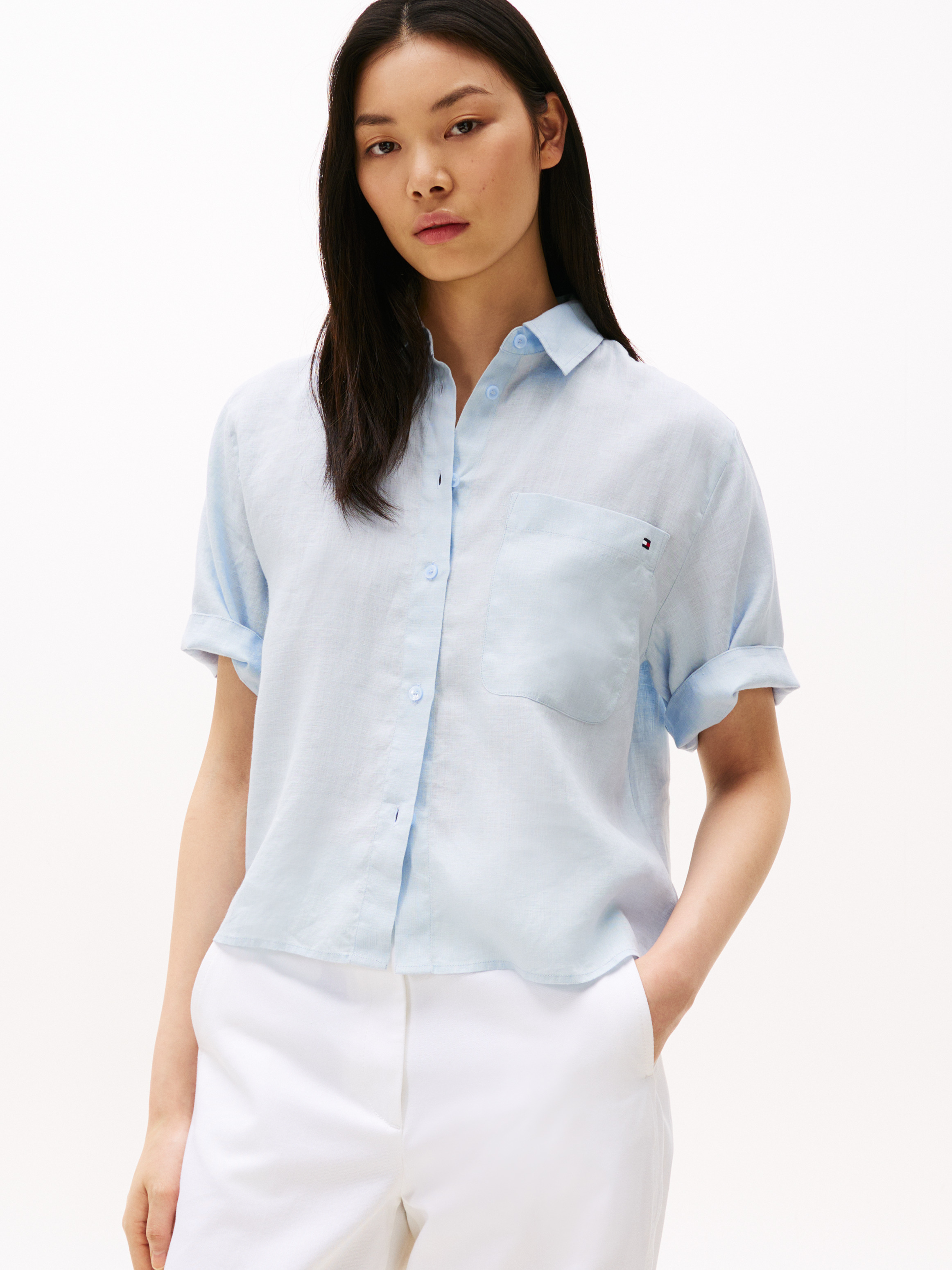 Relaxed Fit Short Sleeve Linen Shirt