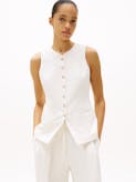 Linen Blend Longline Waistcoat