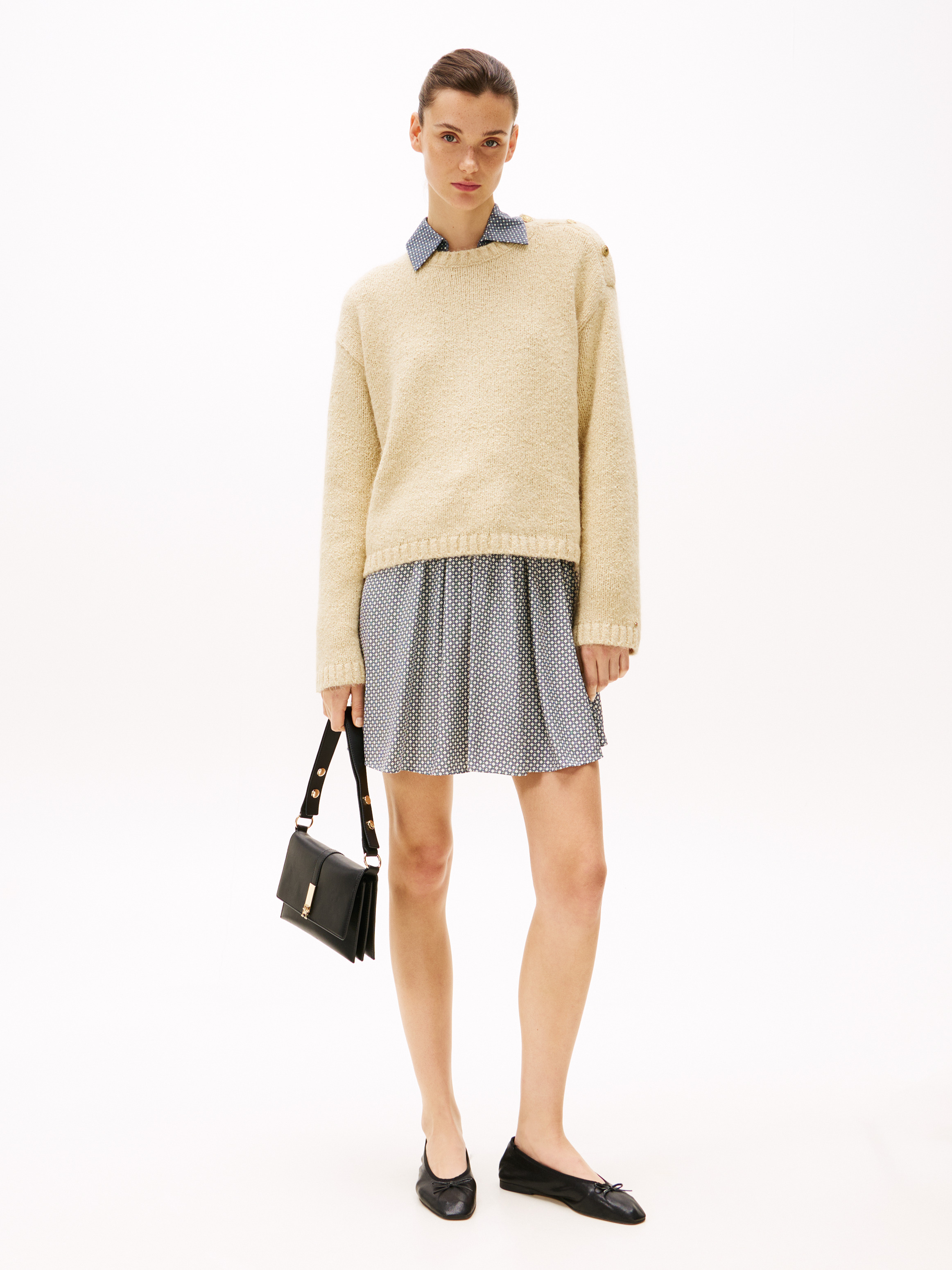 Textured Knit Button Shoulder Jumper | Knitwear | Tommy Hilfiger