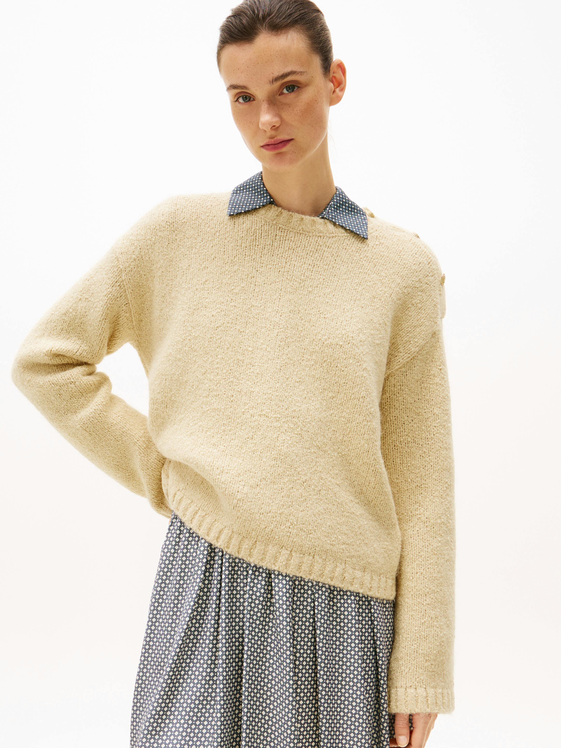 Textured Knit Button Shoulder Jumper Knitwear Tommy Hilfiger