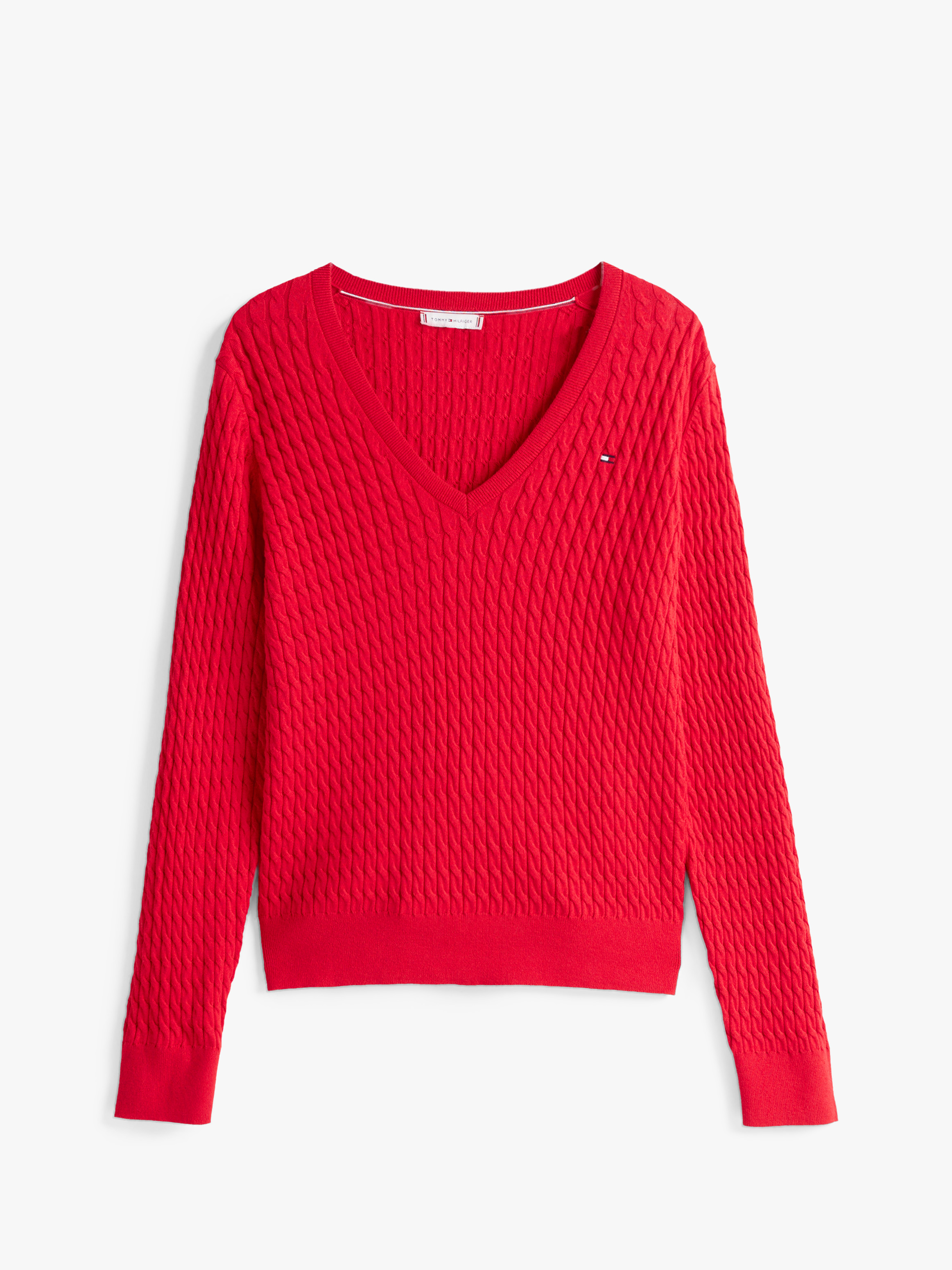 Cable Knit V-Neck Jumper | Knitwear | Tommy Hilfiger