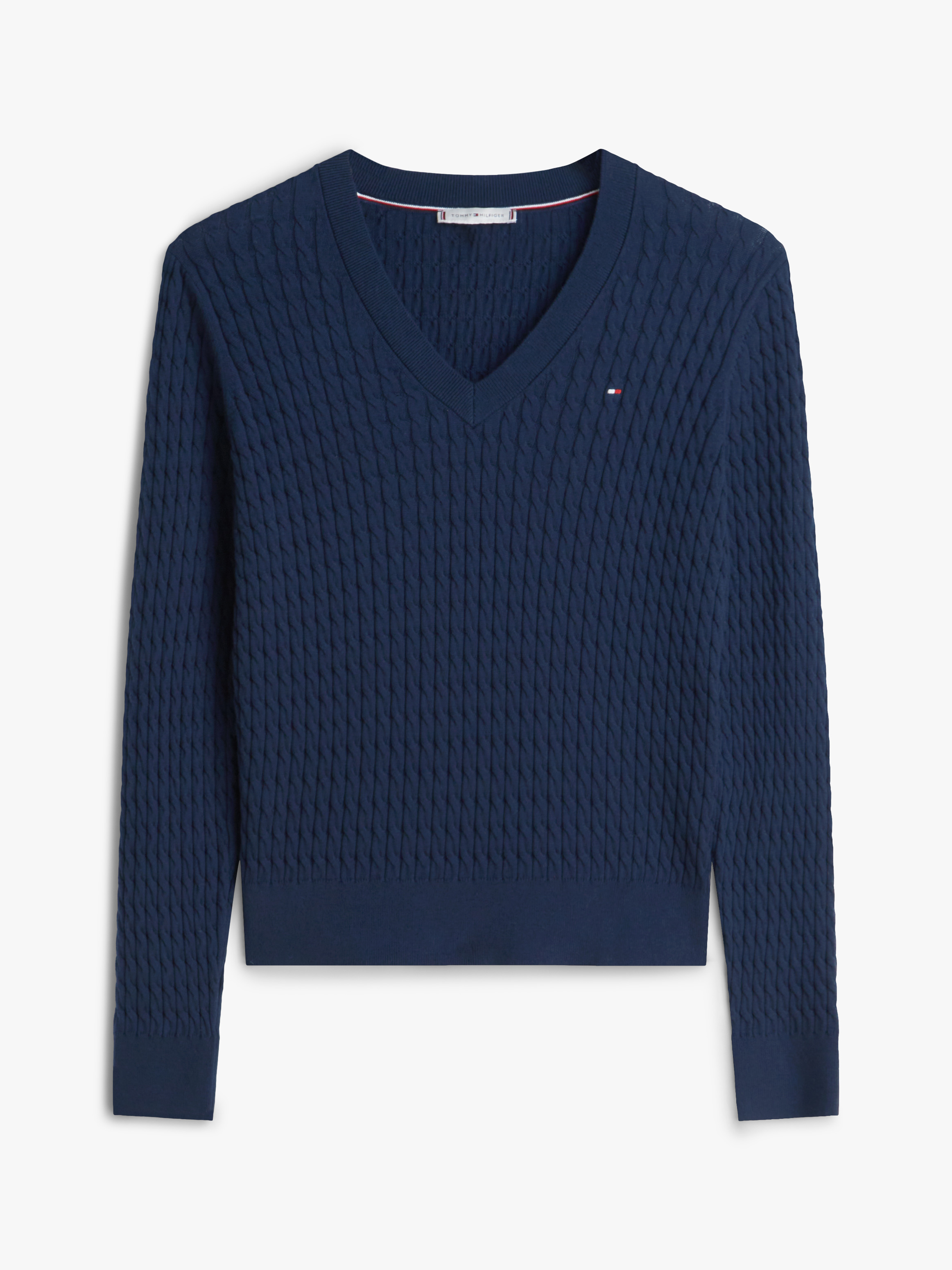 Cable Knit V-Neck Jumper | Knitwear | Tommy Hilfiger