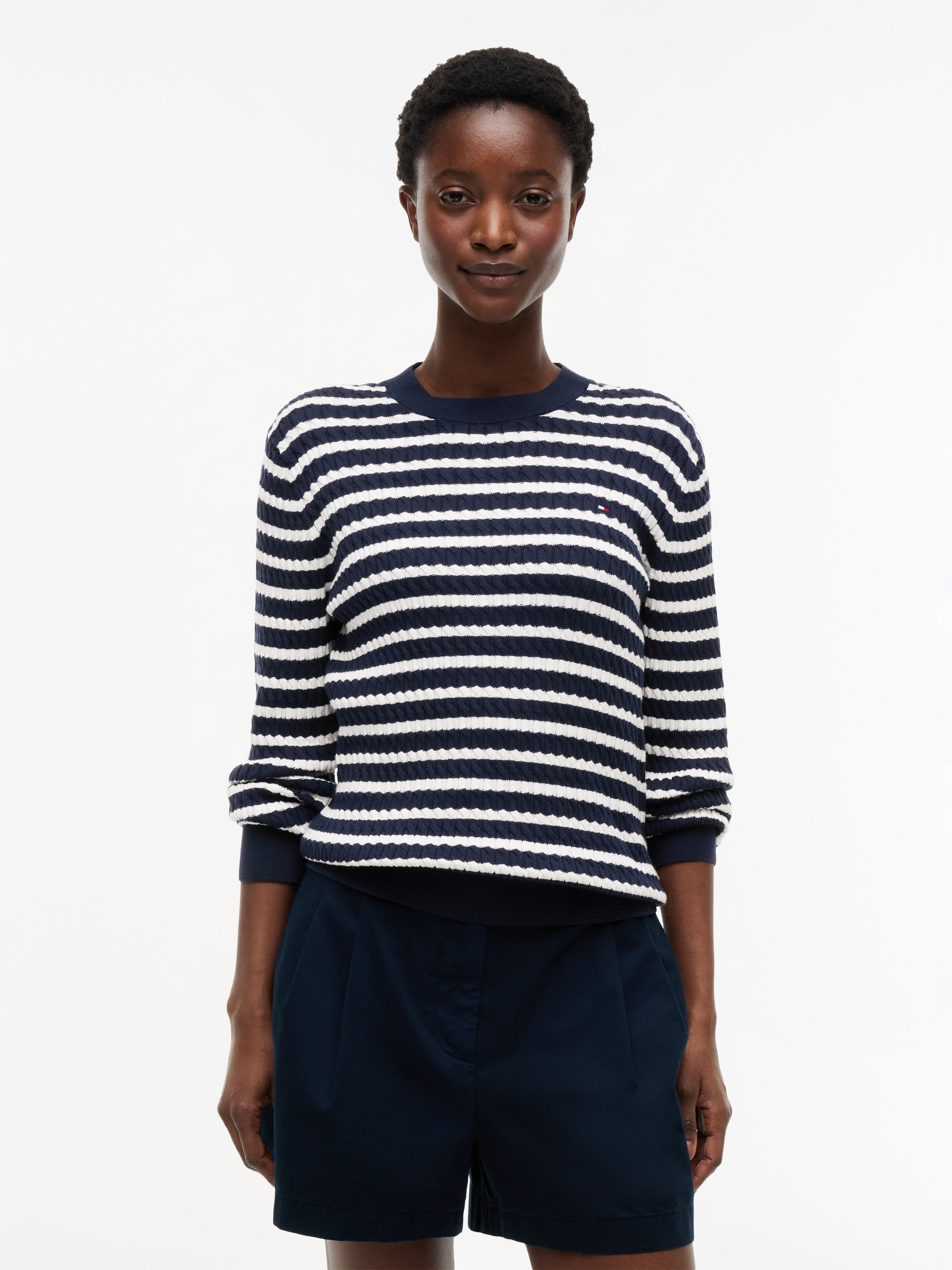 DARK NIGHT/IVORY PETAL STRIPE