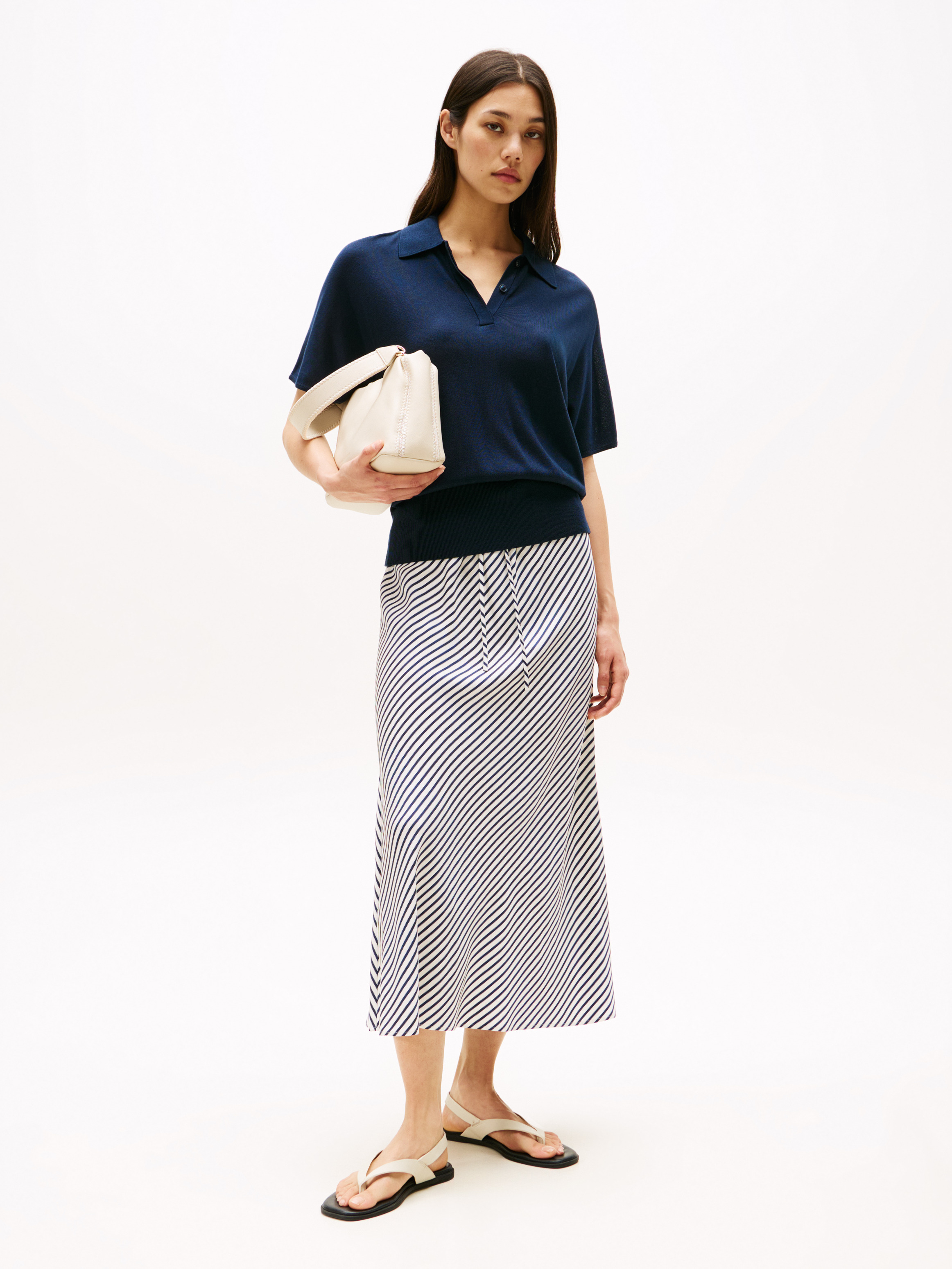 Twill Bias Midi Skirt