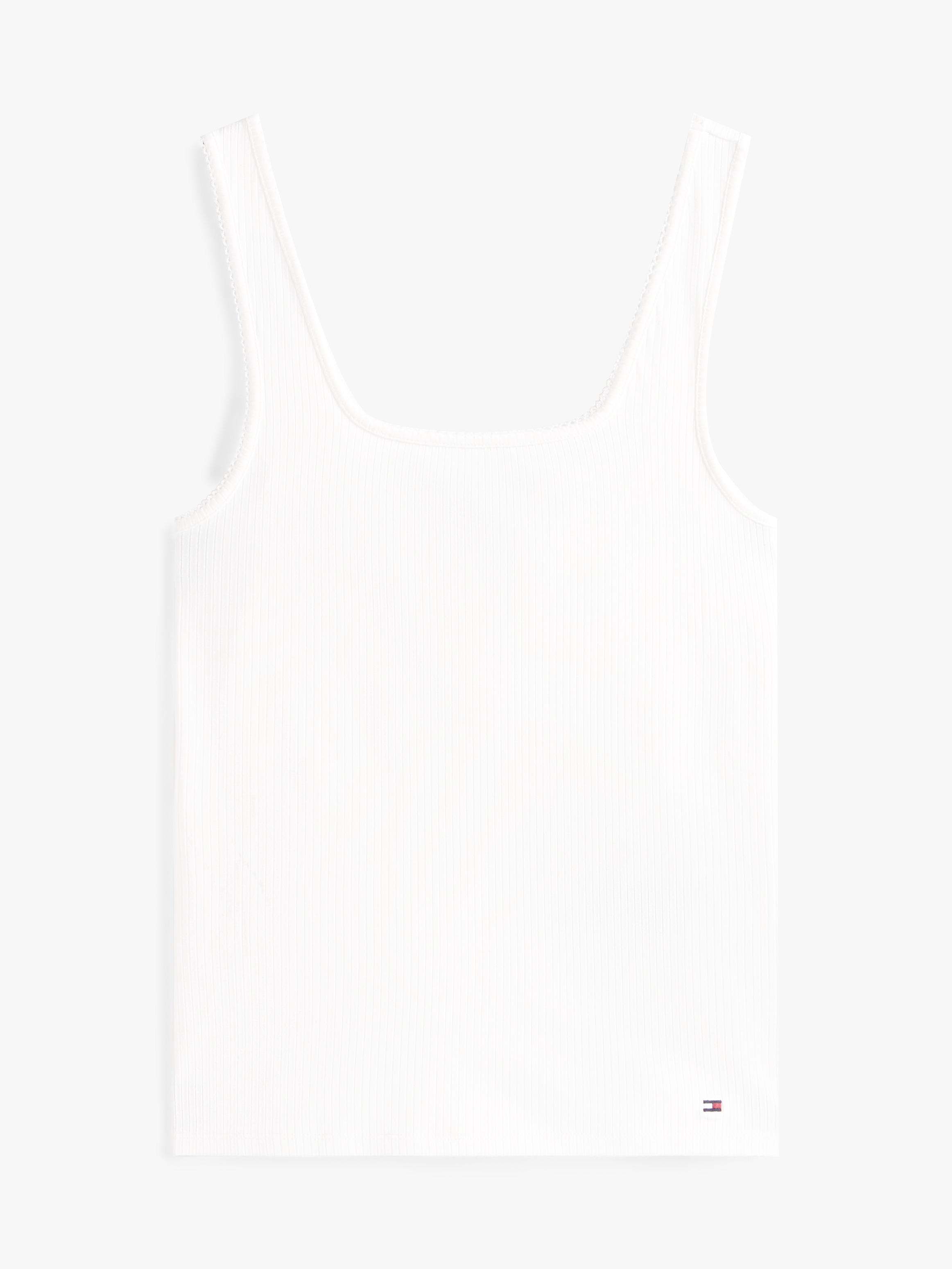 売れ筋商品|||トミー ヒルフィガー Tシャツ レディース トップス SLIM SQUARE TANK - Top - ecru/black Ribbed Square Neck Slim Tank Top | Tops | Tommy Hilfiger