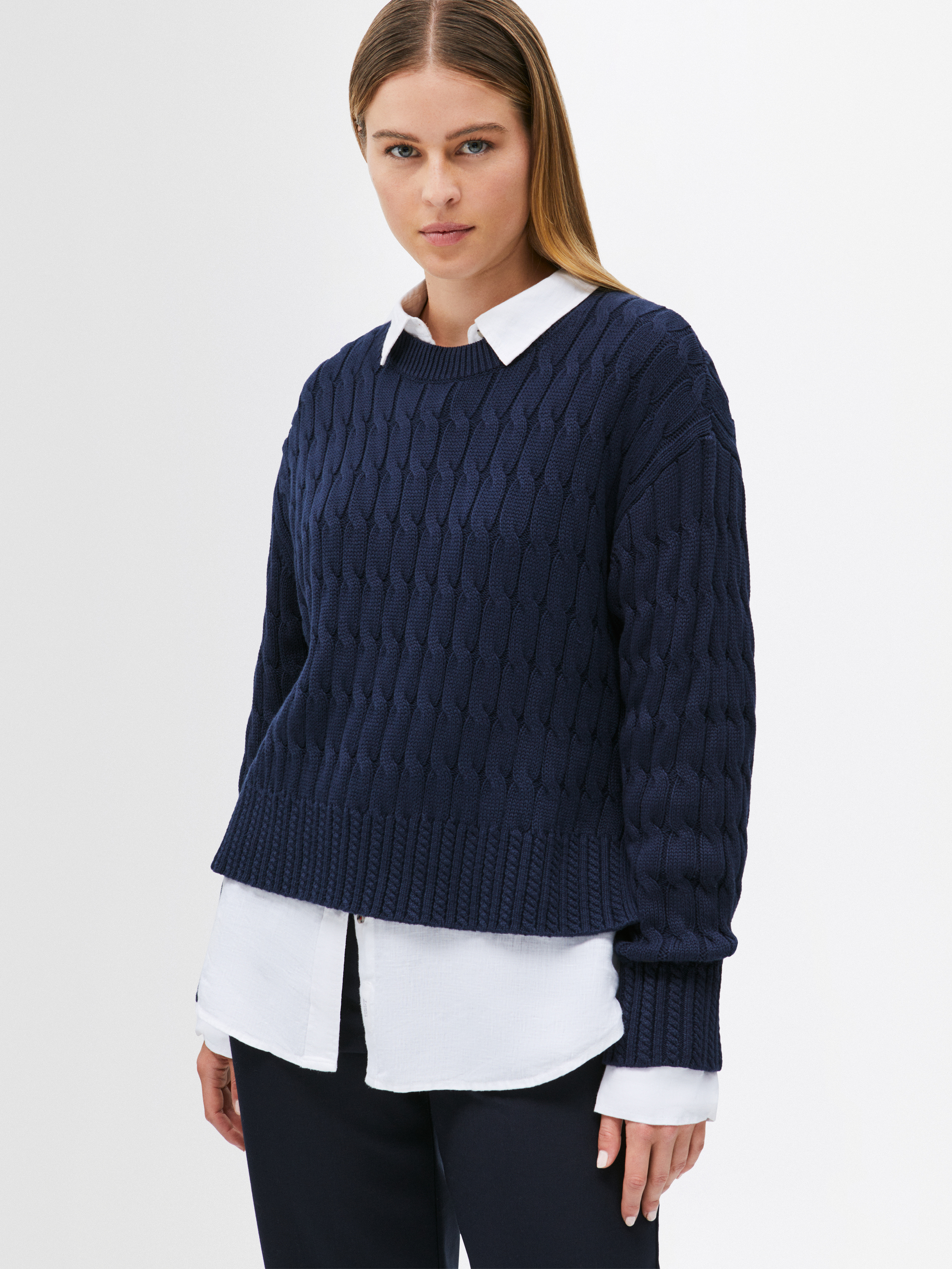 ★★ ★★ Varsity Cable V-Neck Sweater T22F0KTO WW0WW43972_C1G_MO-TP-F1_999.
