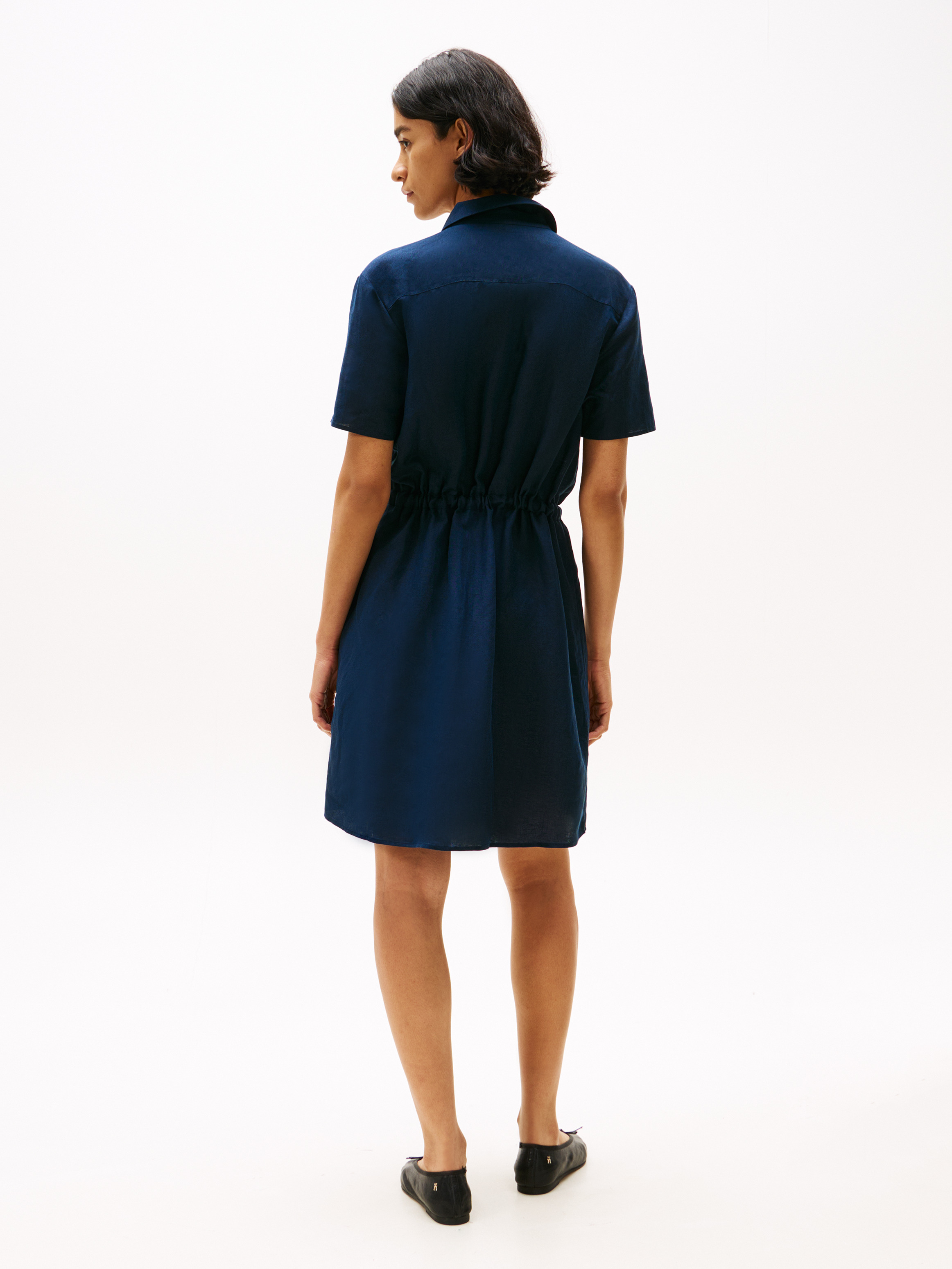 Linen Blend Mini Shirt Dress