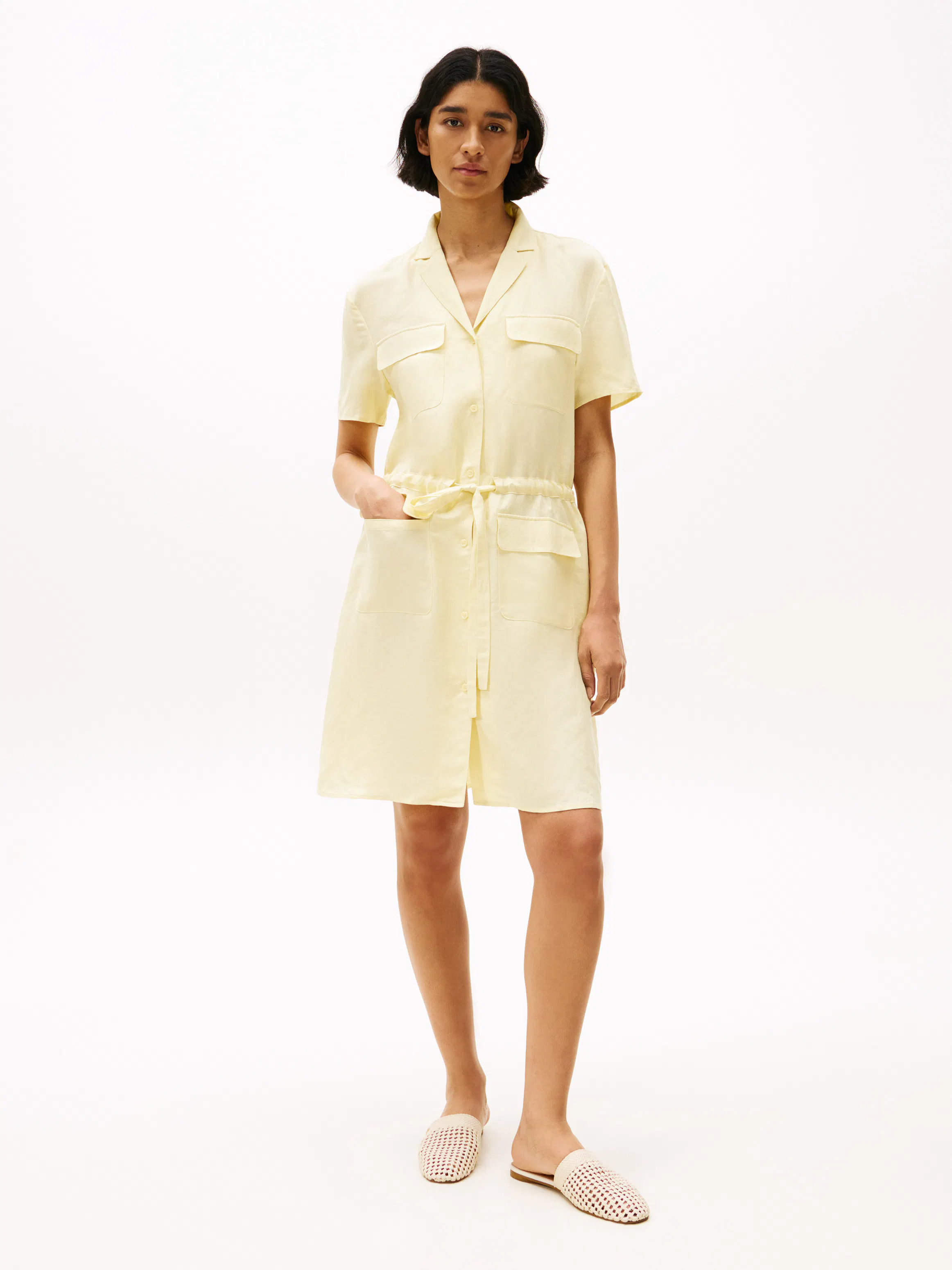 Linen Blend Mini Shirt Dress Linen Blend Mini Shirt Dress