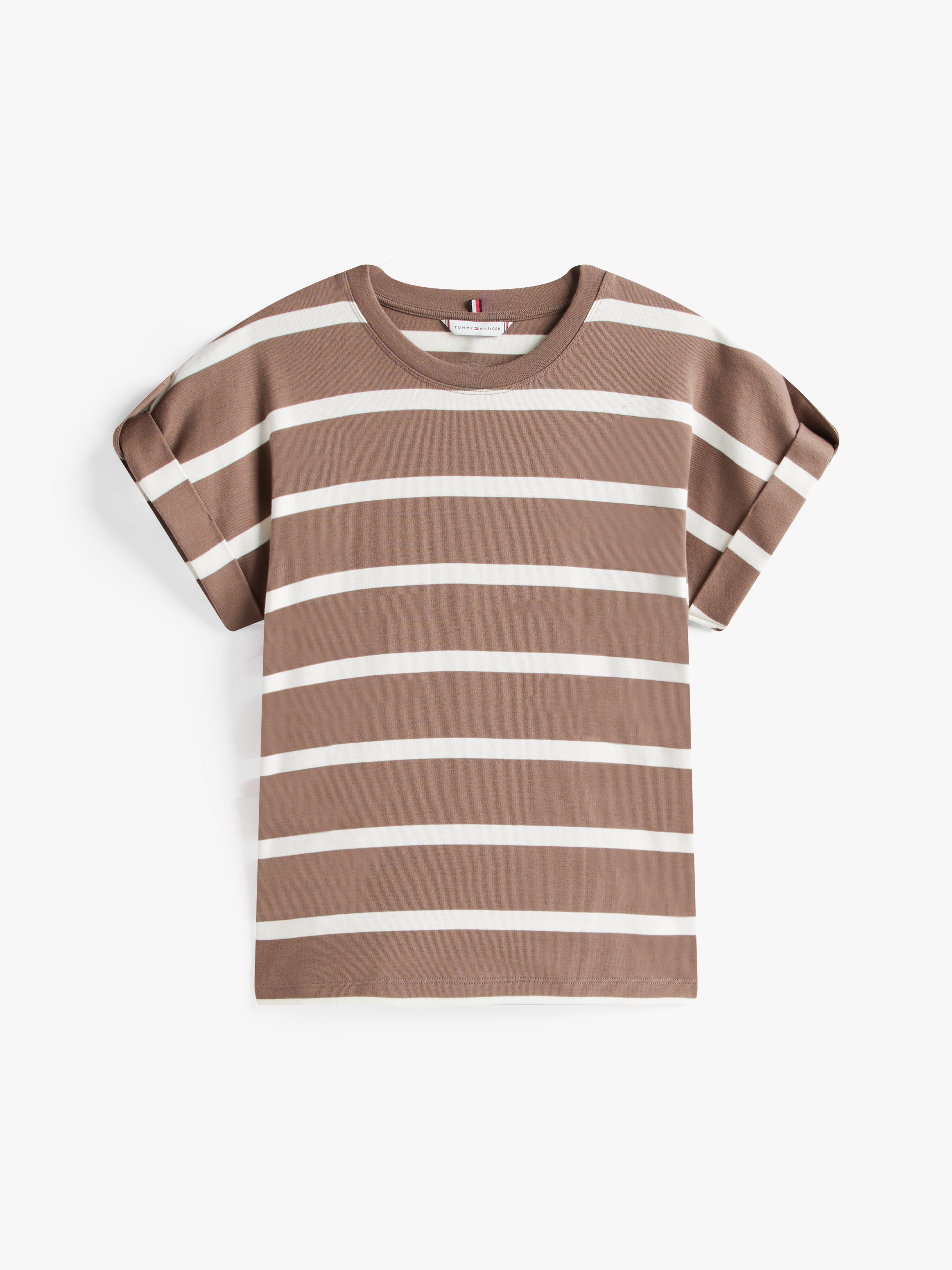 売れ筋商品|||トミー ヒルフィガー Tシャツ レディース トップス GOLD BUTTON TEE - Print T-shirt - hot coco/ivory silk Gold Button Crew Neck T-Shirt | T-Shirts | Tommy Hilfiger
