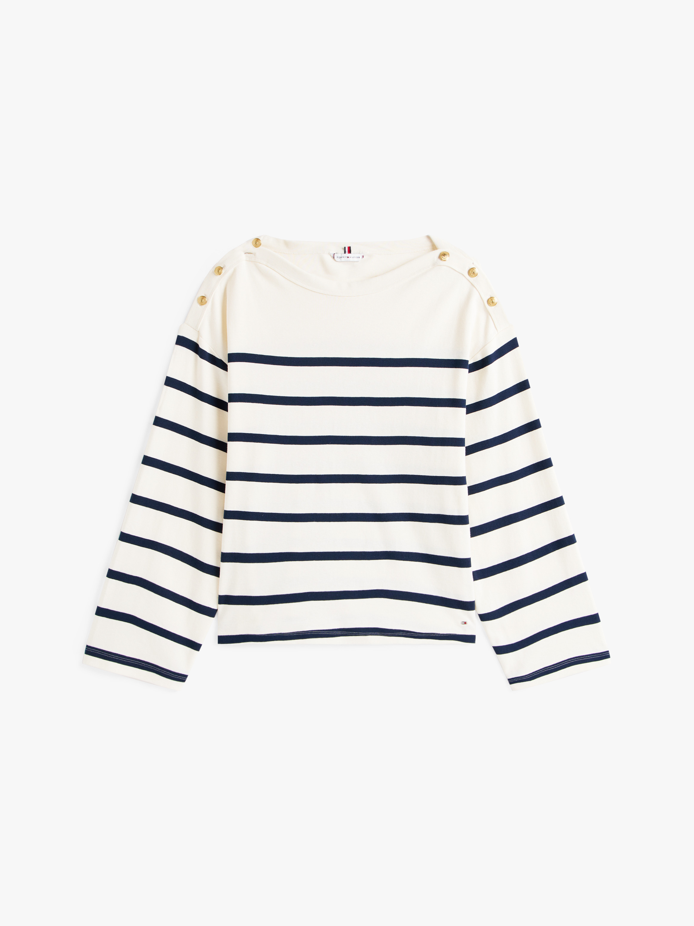 売れ筋商品|||トミー ヒルフィガー Tシャツ レディース トップス BUTTON BOAT TEE - Long sleeved top - ivory silk/dark night navy Boat Neck Long Sleeve Top | Tops | Tommy Hilfiger