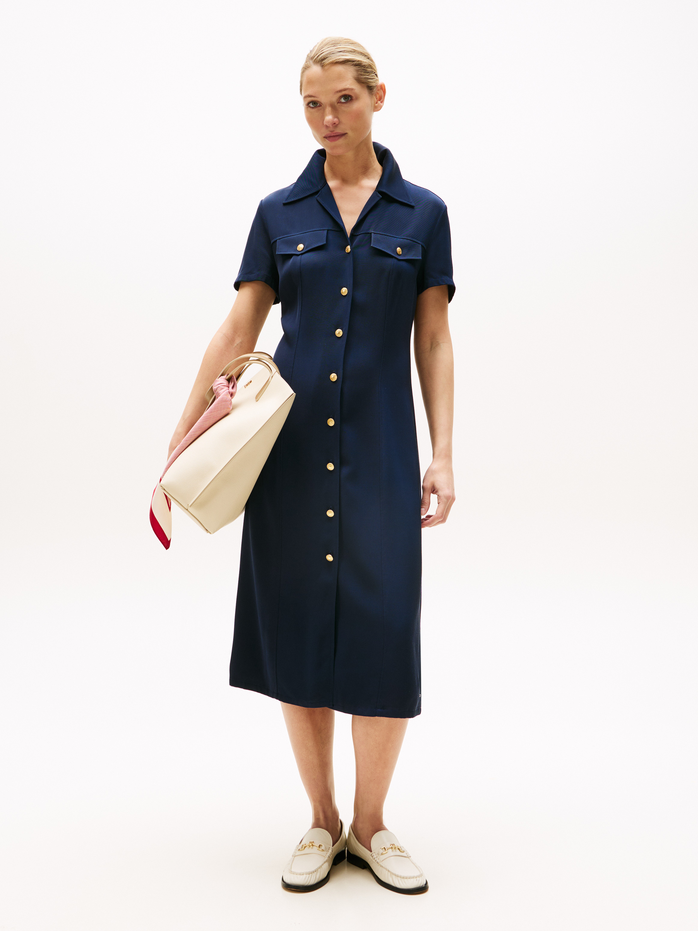 Gold Button Crew Neck Dress | Dresses | Tommy Hilfiger