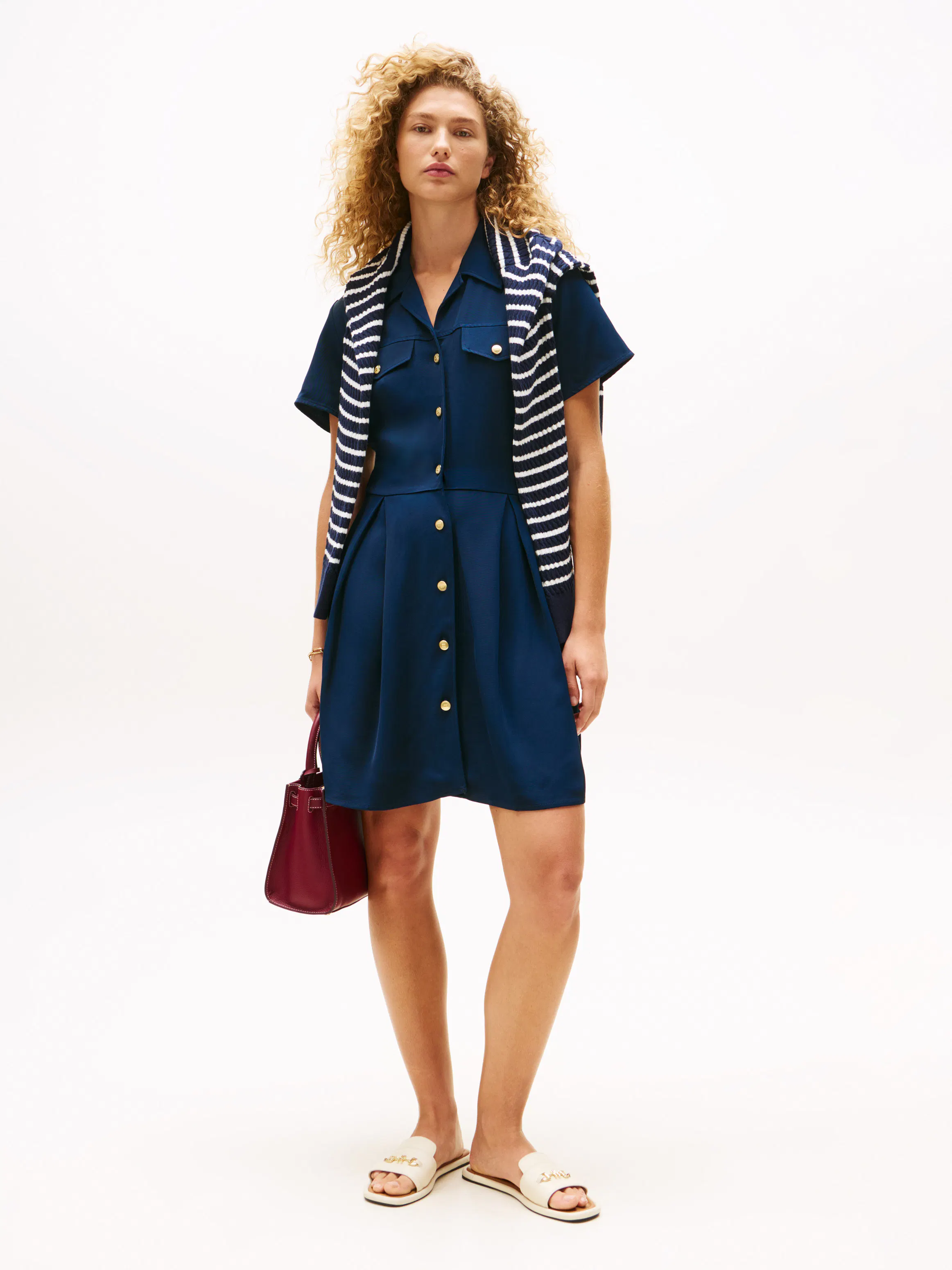 Gold-Tone Button Mini Shirt Dress | Dresses | Tommy Hilfiger Gold-Tone Button Mini Shirt Dress | Dresses | Tommy Hilfiger