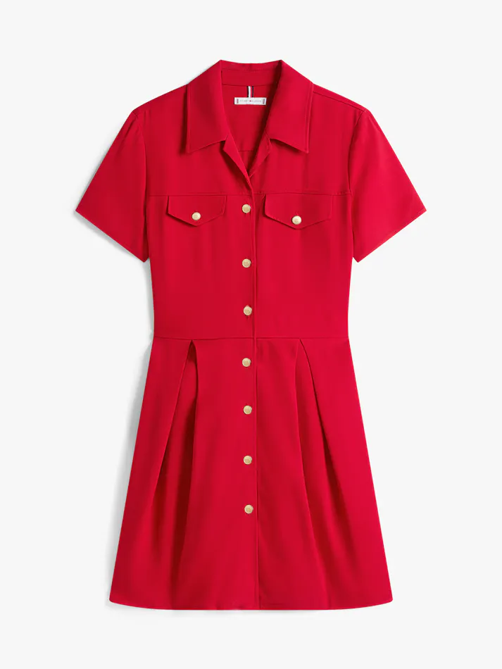 Gold-Tone Button Mini Shirt Dress Gold-Tone Button Mini Shirt Dress